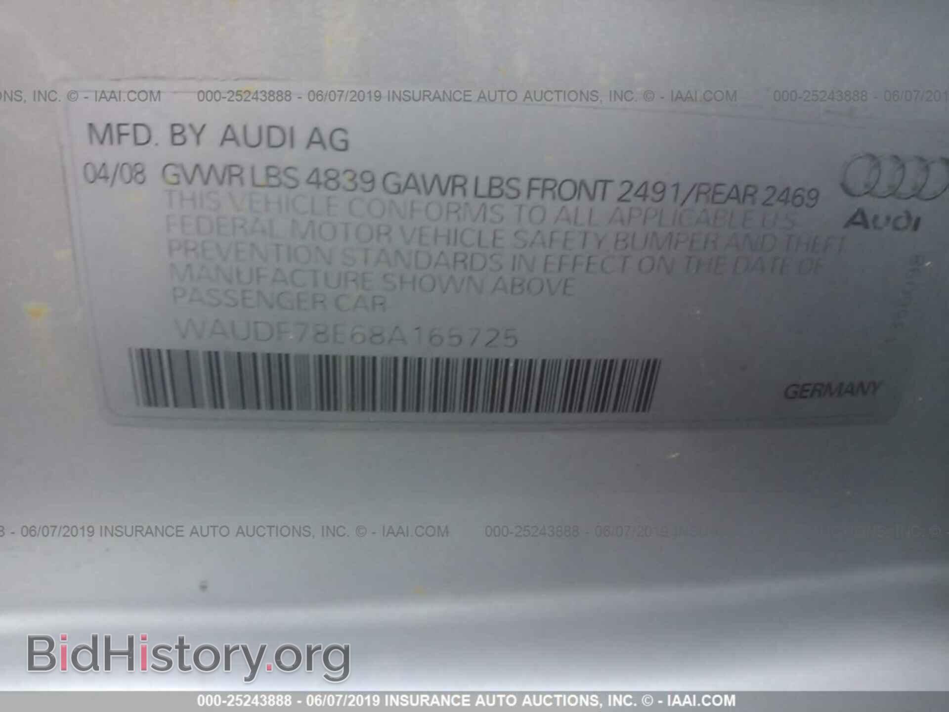 2008 AUDI A4 - VIN: WAUDF78E68A165725 - Фото 9
