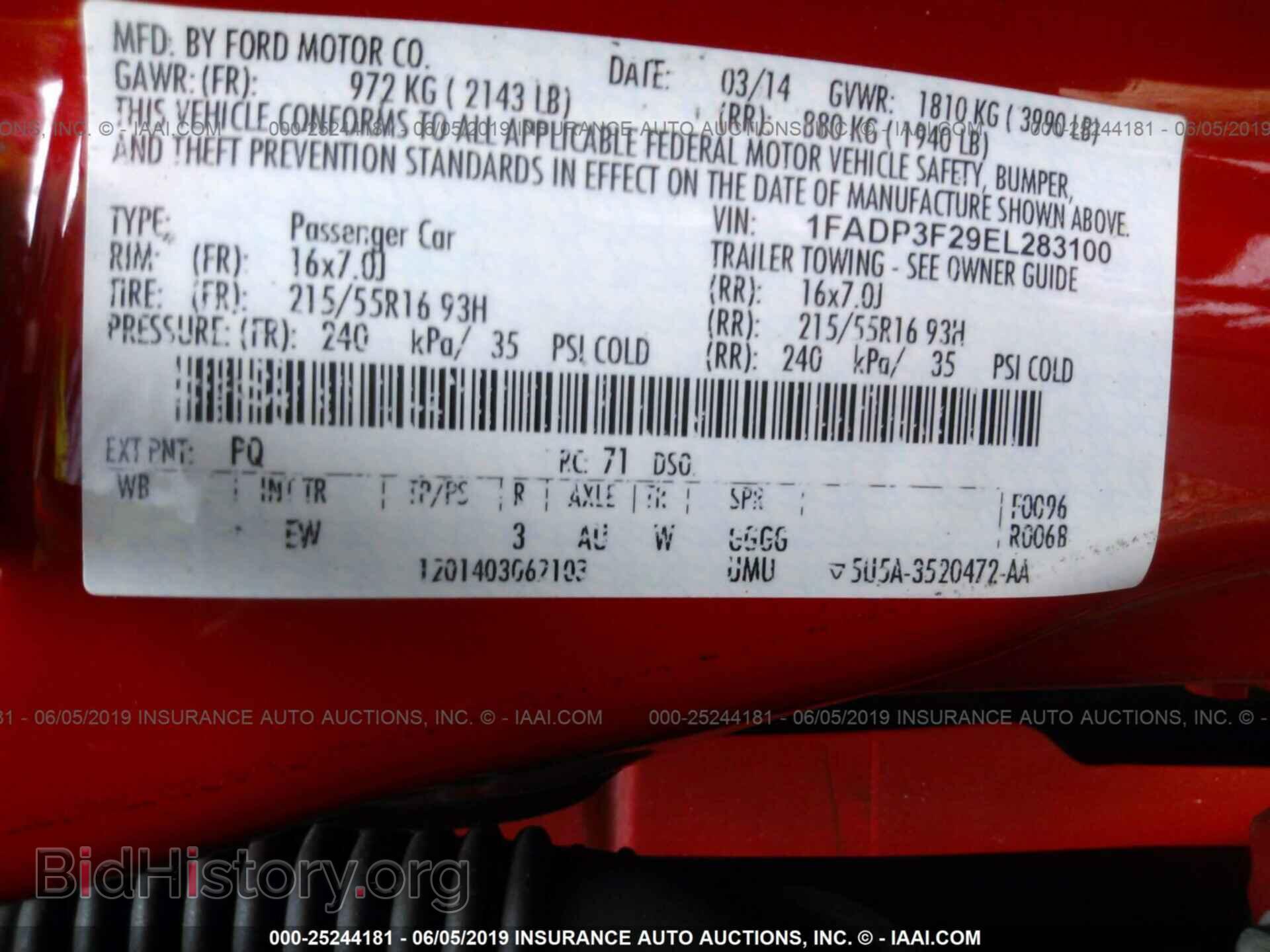 2014 FORD FOCUS - VIN: 1FADP3F29EL283100 - Фото 9