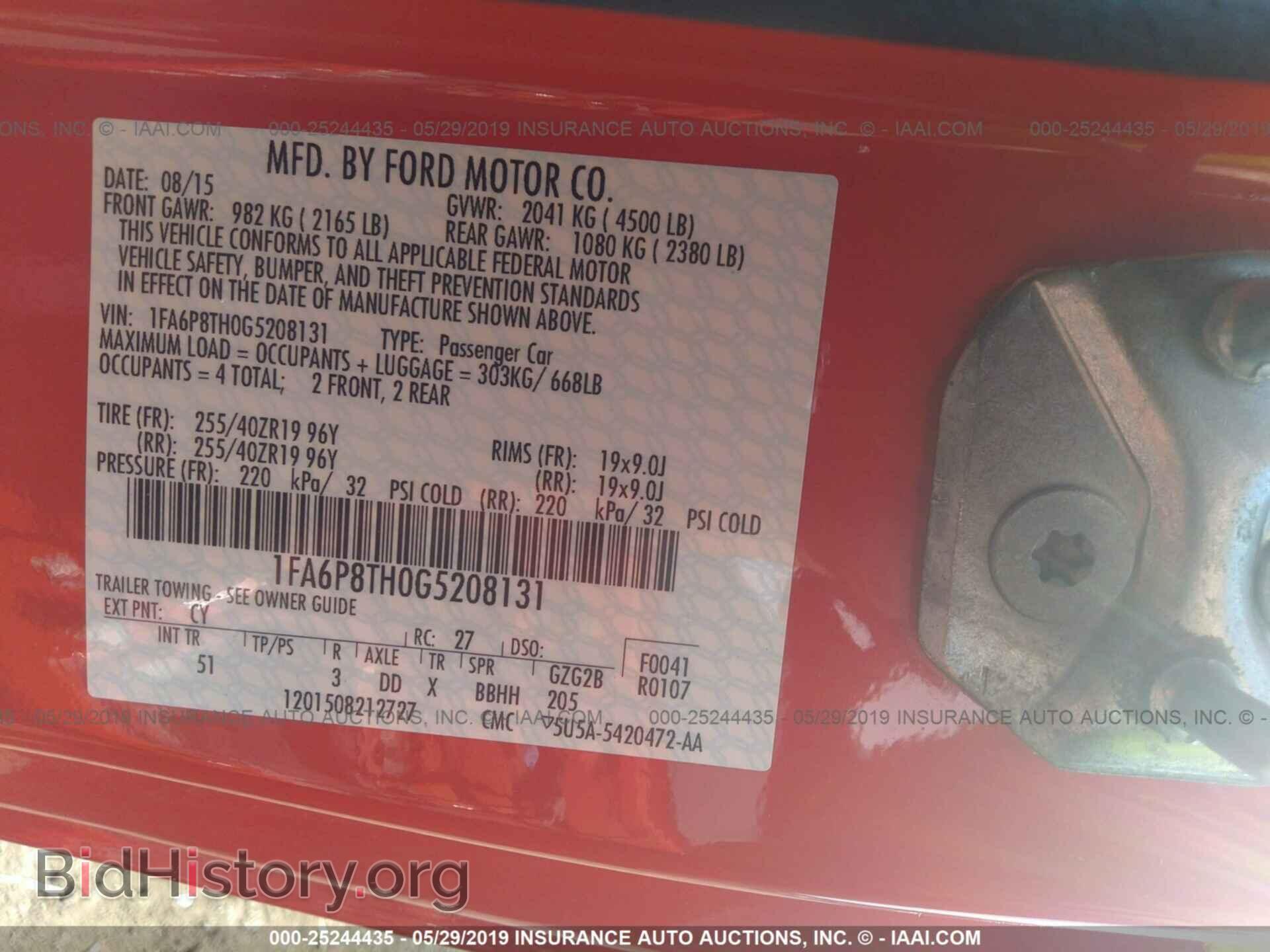 2016 FORD MUSTANG - VIN: 1FA6P8TH0G5208131 - Фото 9