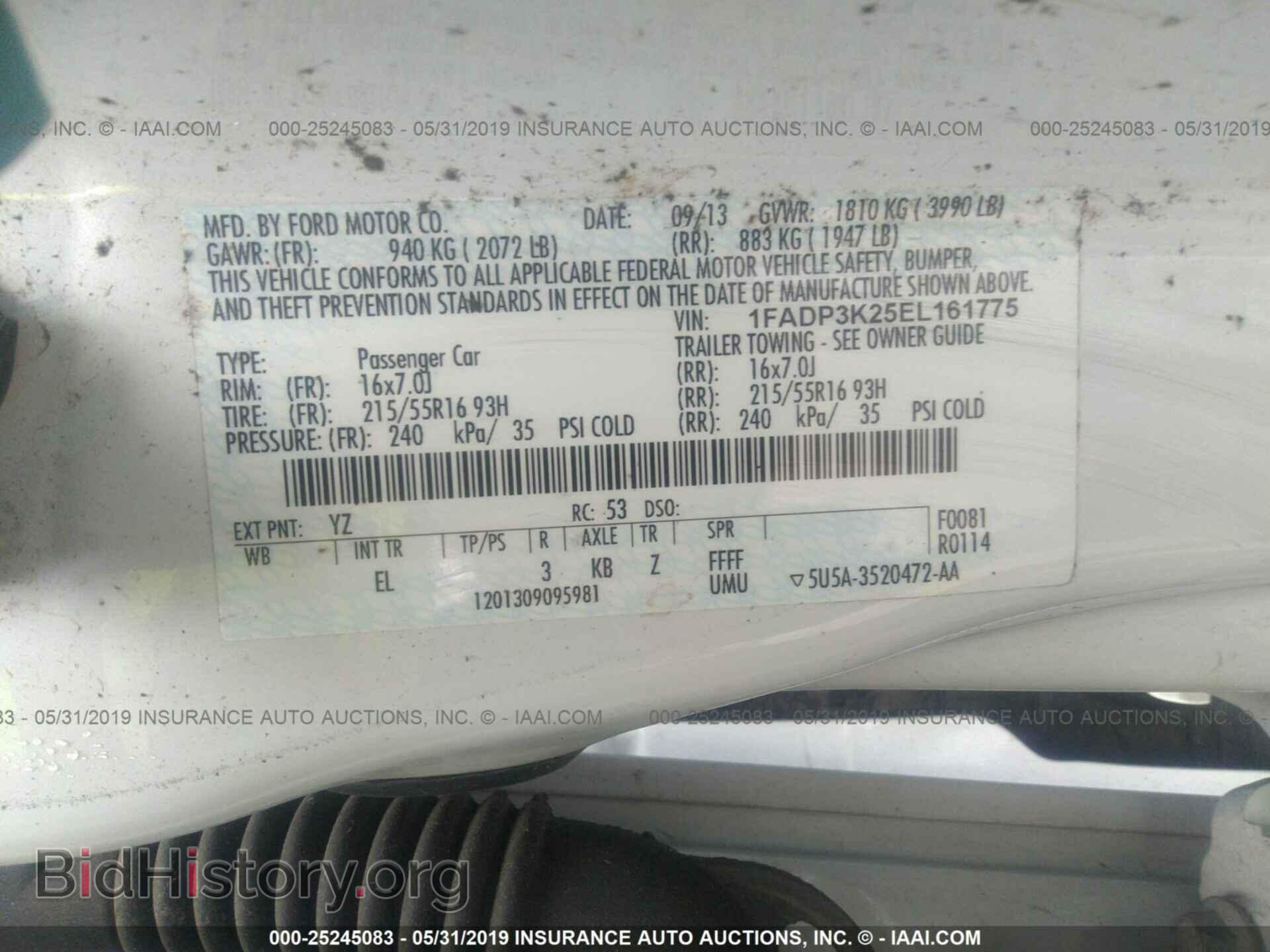 2014 FORD FOCUS - VIN: 1FADP3K25EL161775 - Фото 9