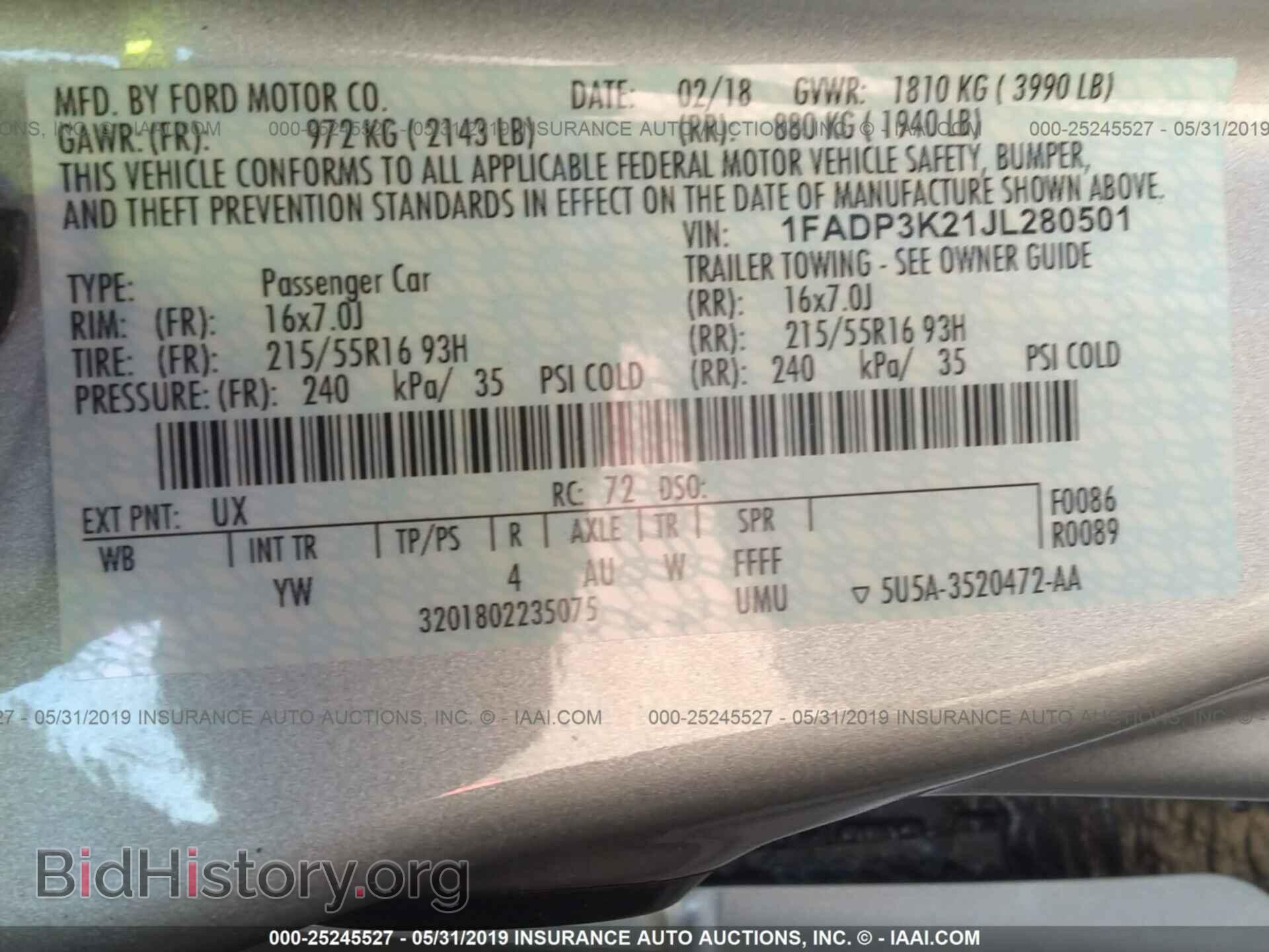 2018 FORD FOCUS - VIN: 1FADP3K21JL280501 - Фото 9