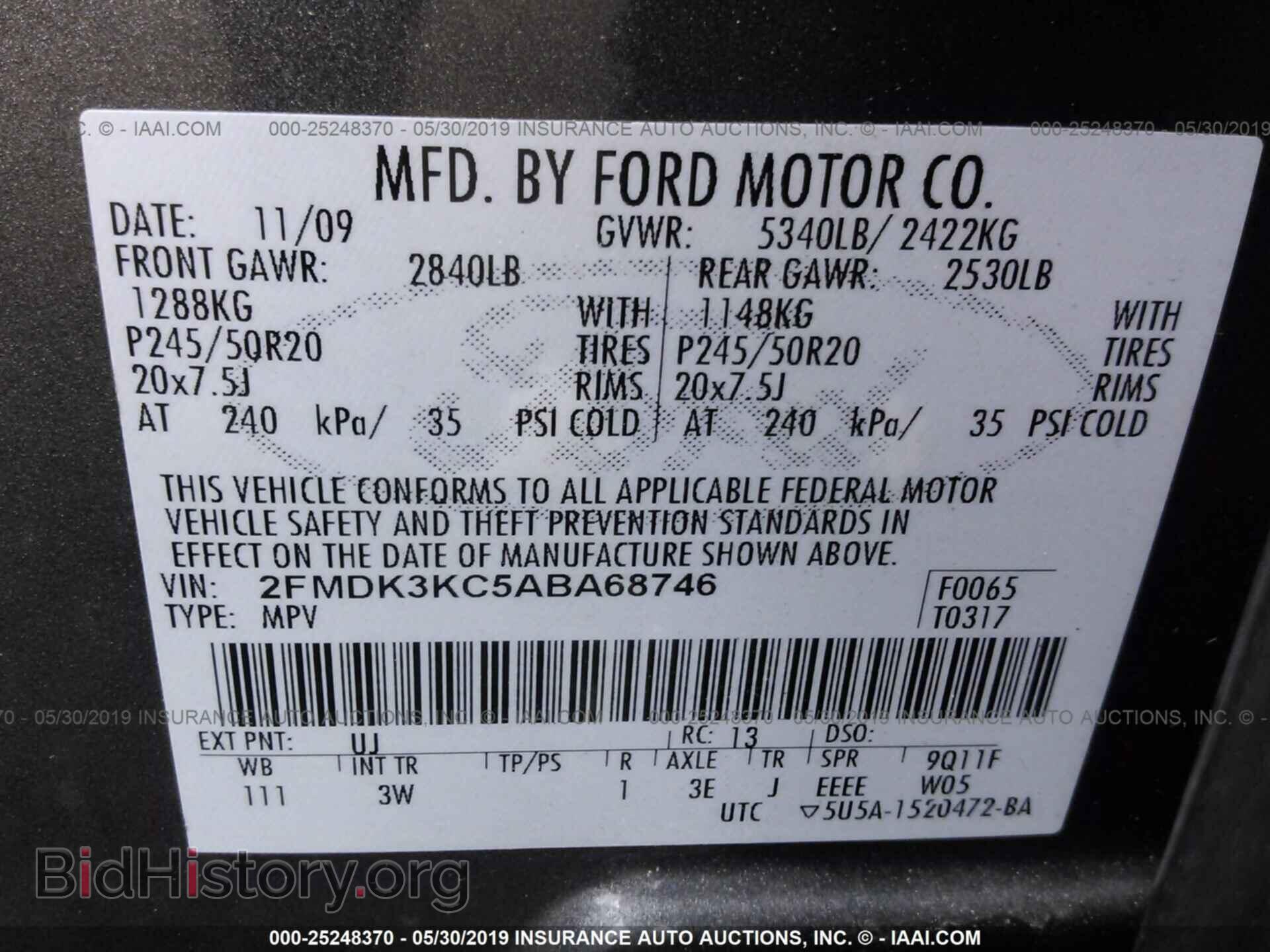 2010 FORD EDGE - VIN: 2FMDK3KC5ABA68746 - Photo 9
