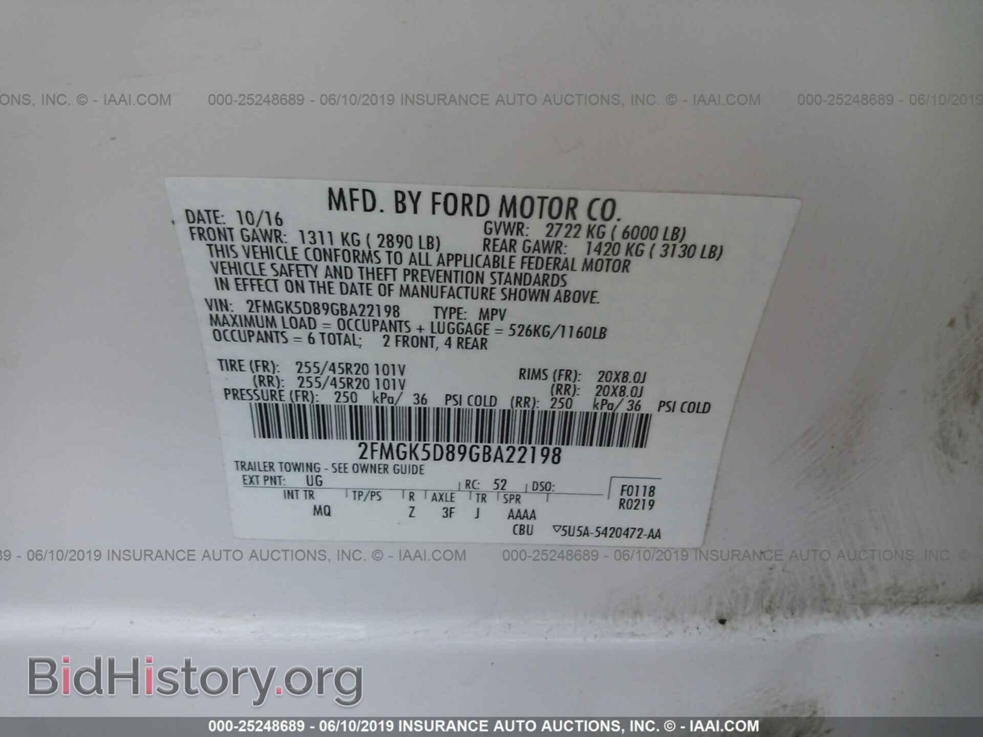 2016 FORD FLEX - VIN: 2FMGK5D89GBA22198 - Photo 9