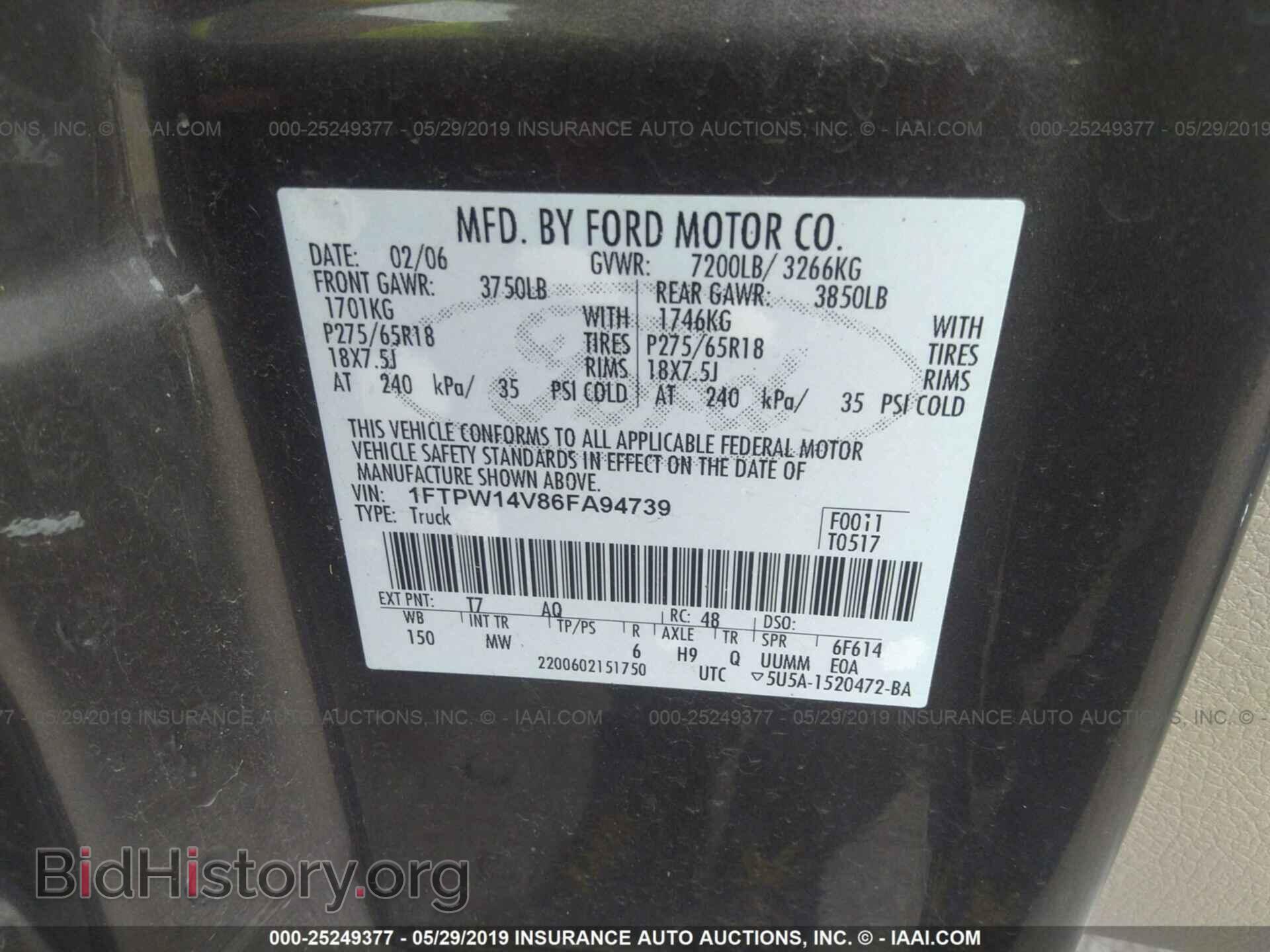 2006 FORD F150 - VIN: 1FTPW14V86FA94739 - Фото 9