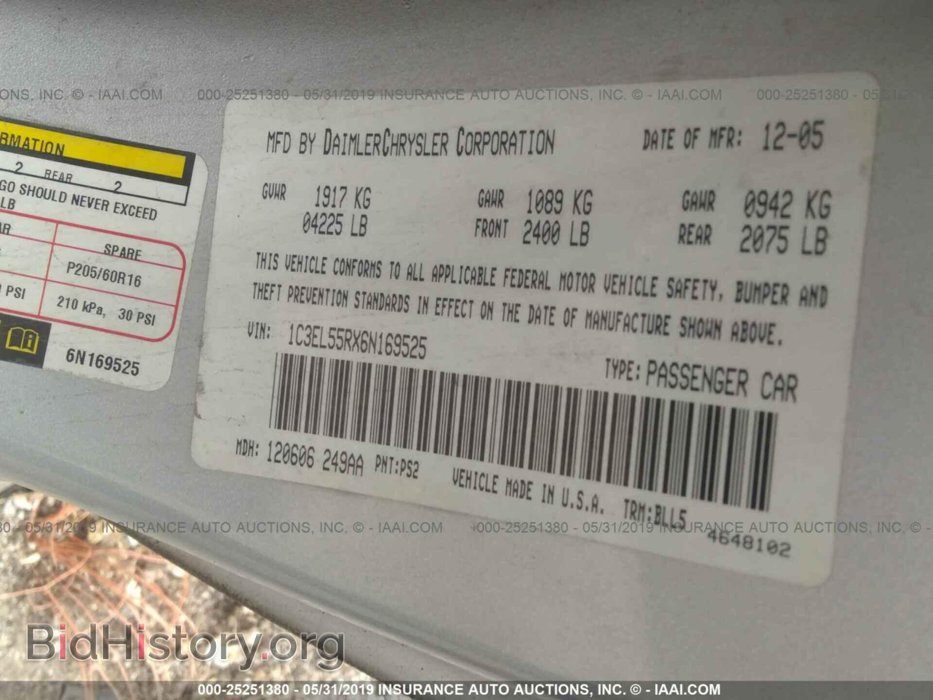 2006 CHRYSLER SEBRING - VIN: 1C3EL55RX6N169525 - Фото 9
