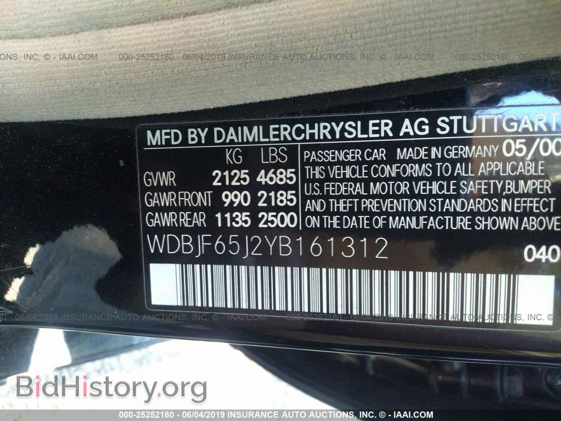 2000 MERCEDES-BENZ E - VIN: WDBJF65J2YB161312 - Photo 9