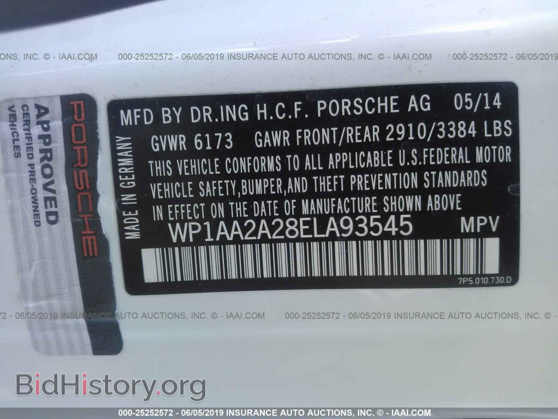 2014 PORSCHE CAYENNE - VIN: WP1AA2A28ELA93545 - Фото 9