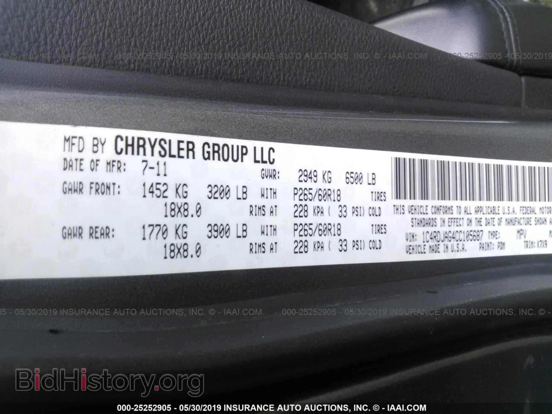 2012 DODGE DURANGO - VIN: 1C4RDJAG4CC105687 - Фото 9