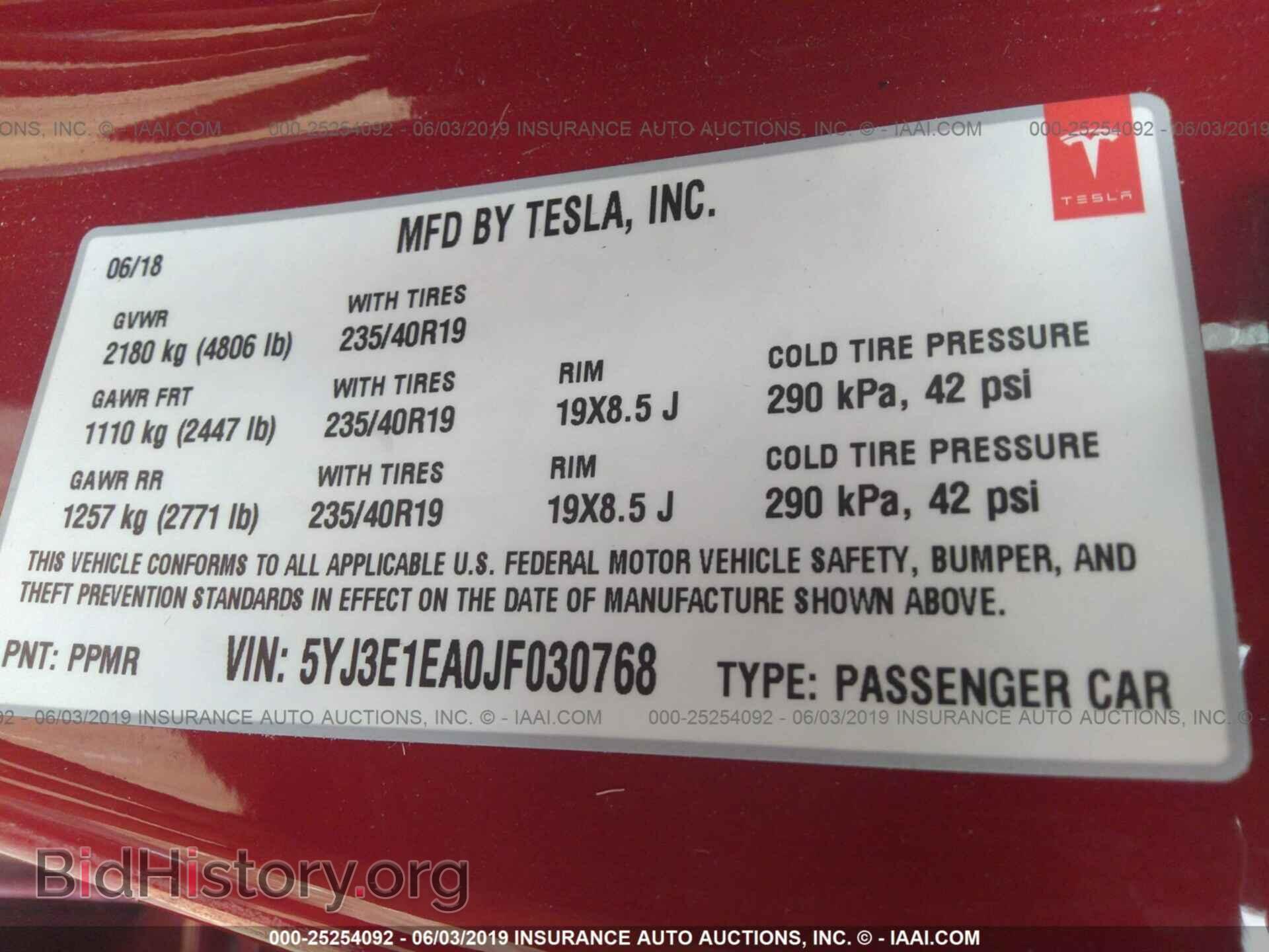 2018 TESLA MODEL 3 - VIN: 5YJ3E1EA0JF030768 - Photo 9