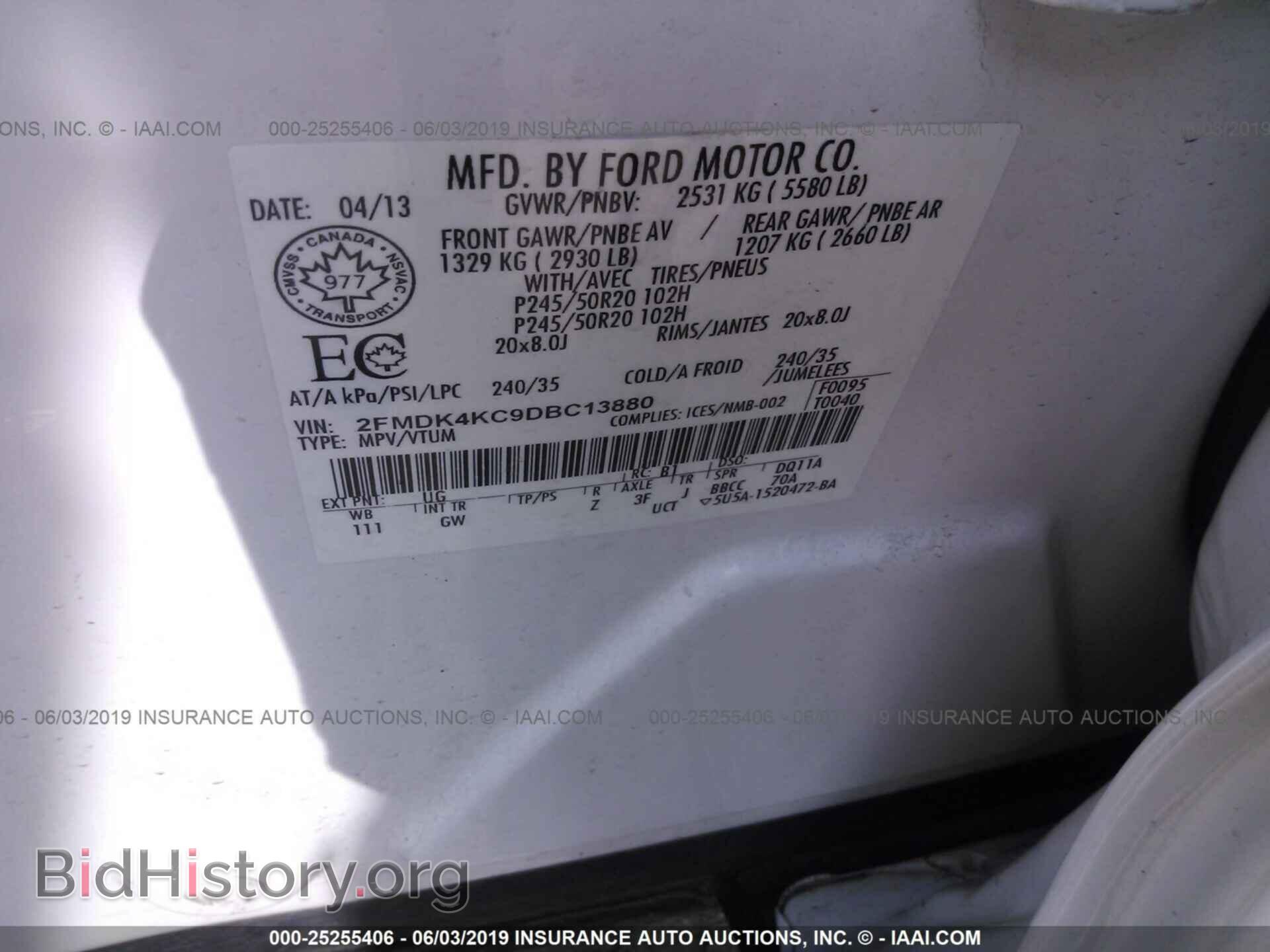 2013 FORD EDGE - VIN: 2FMDK4KC9DBC13880 - Photo 9