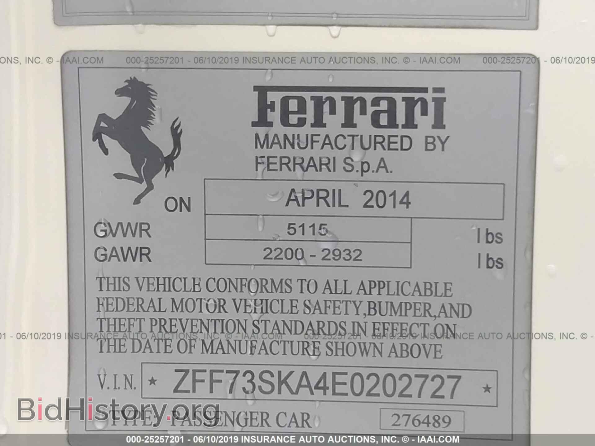 2014 FERRARI FF - VIN: ZFF73SKA4E0202727 - Фото 9