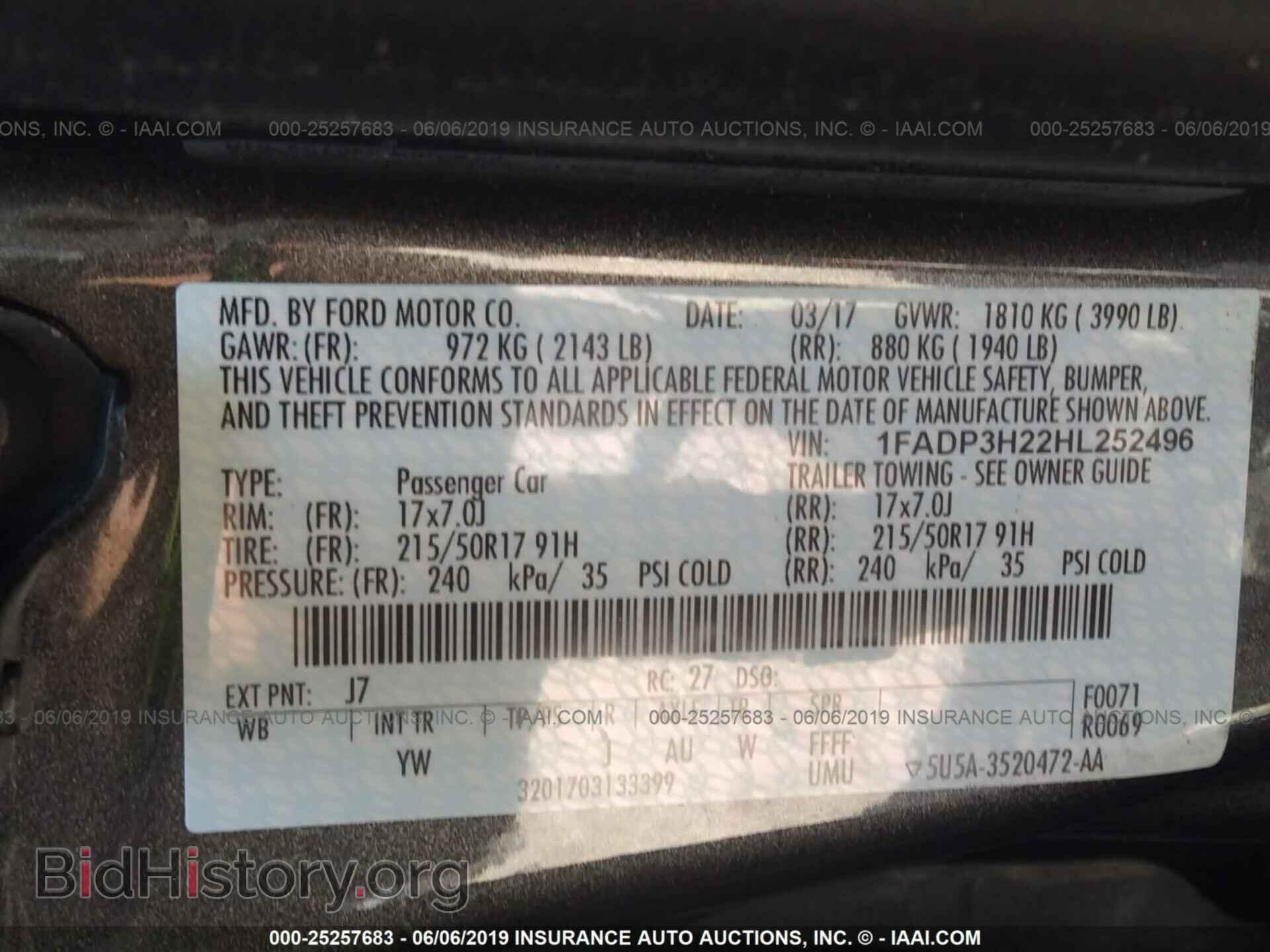 2017 FORD FOCUS - VIN: 1FADP3H22HL252496 - Фото 9
