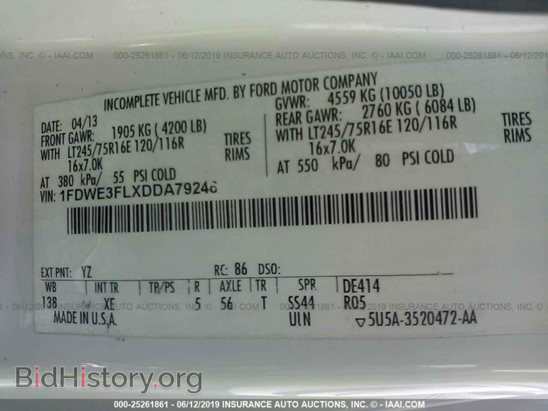 2013 FORD ECONOLINE - VIN: 1FDWE3FLXDDA79248 - Фото 9