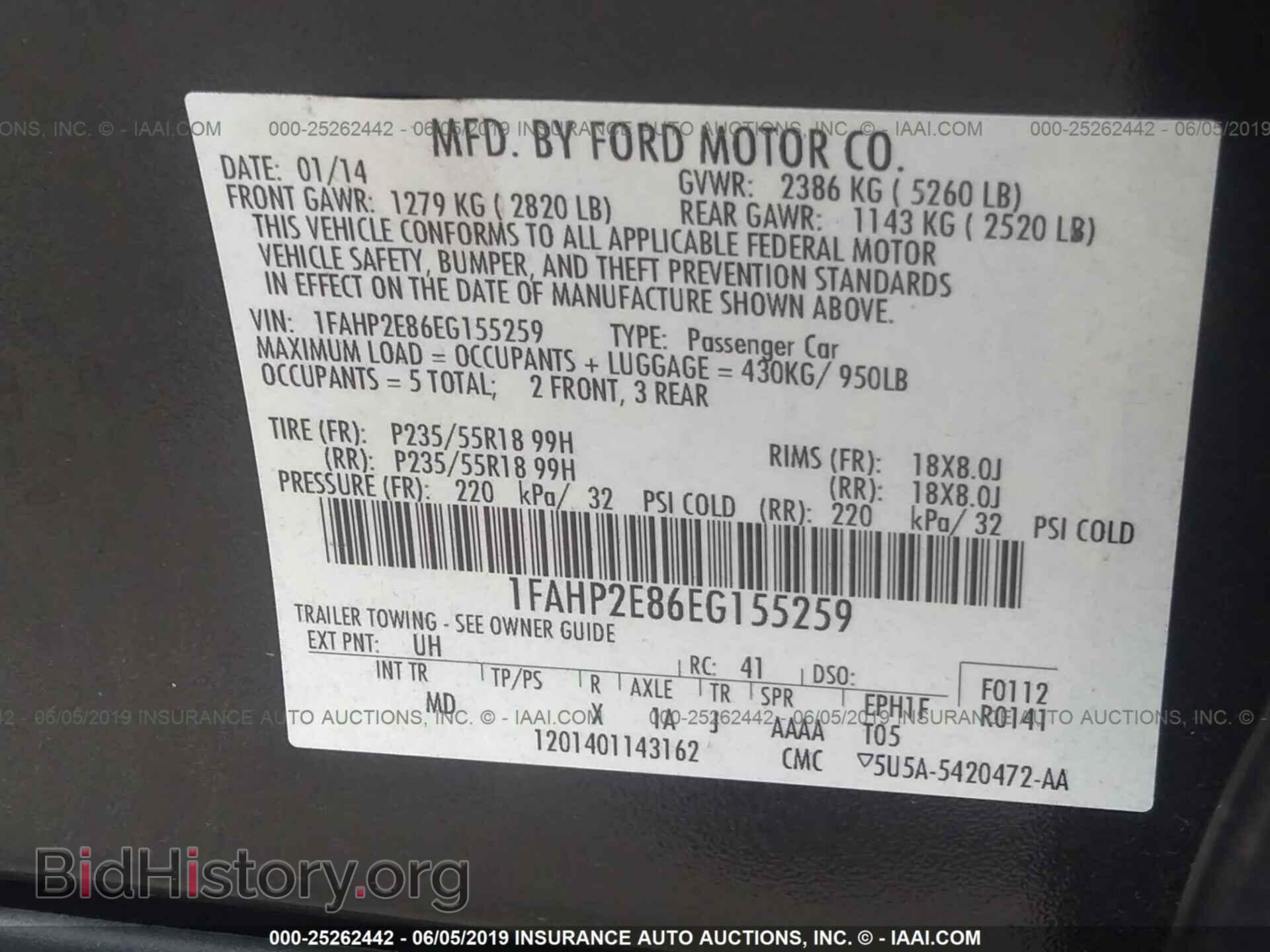 2014 FORD TAURUS - VIN: 1FAHP2E86EG155259 - Photo 9