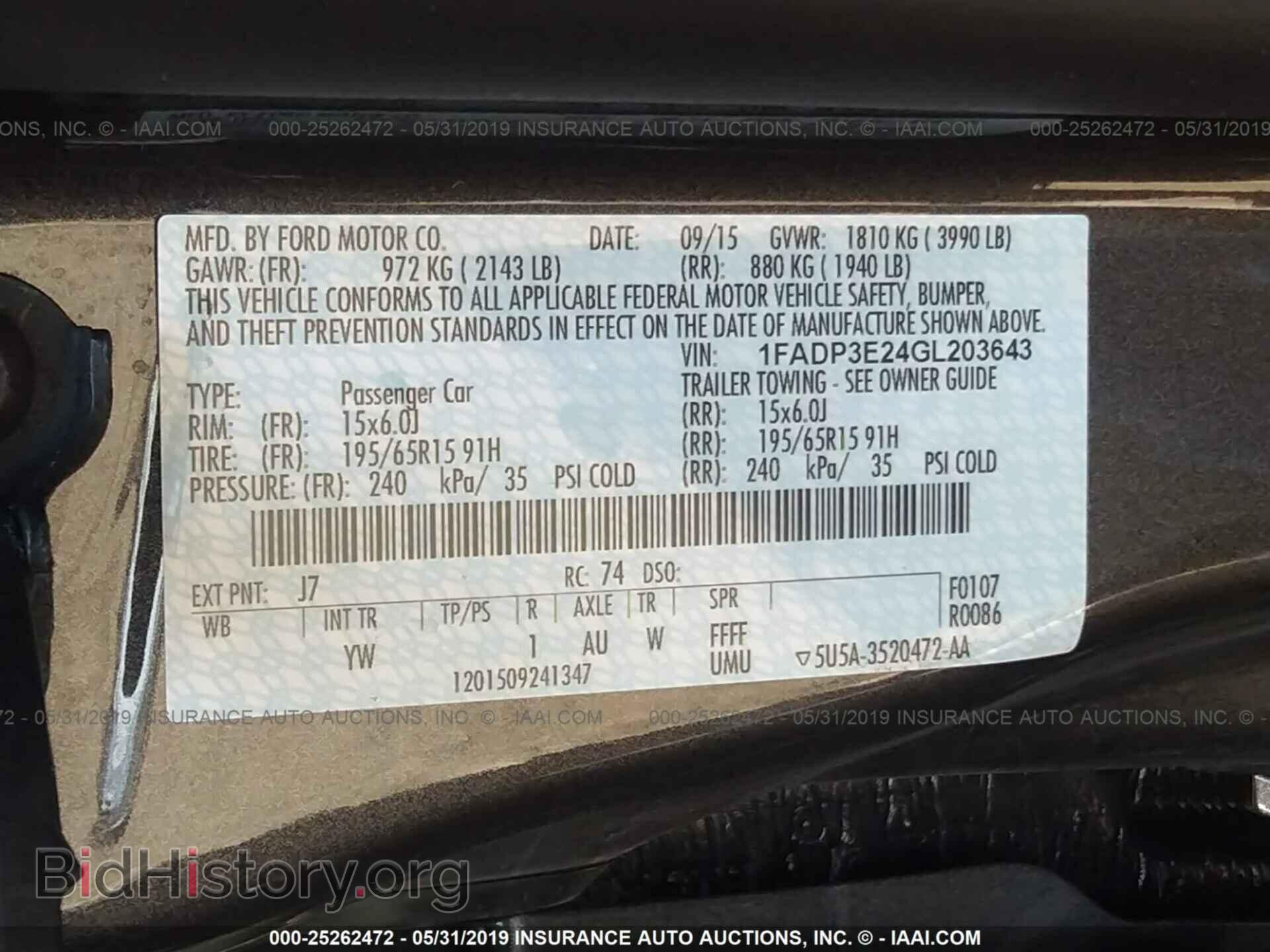 2016 FORD FOCUS - VIN: 1FADP3E24GL203643 - Фото 9