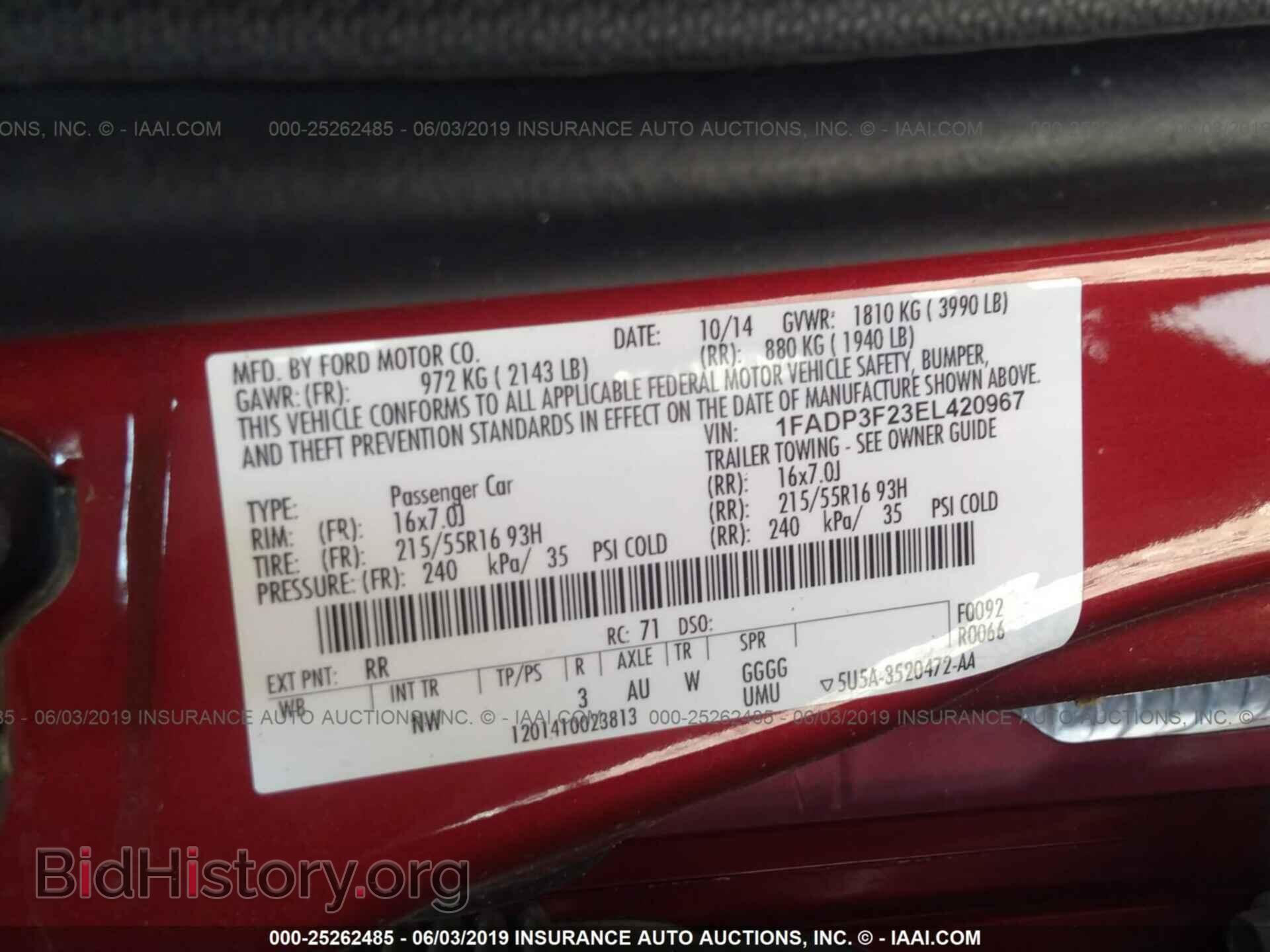 2014 FORD FOCUS - VIN: 1FADP3F23EL420967 - Фото 9