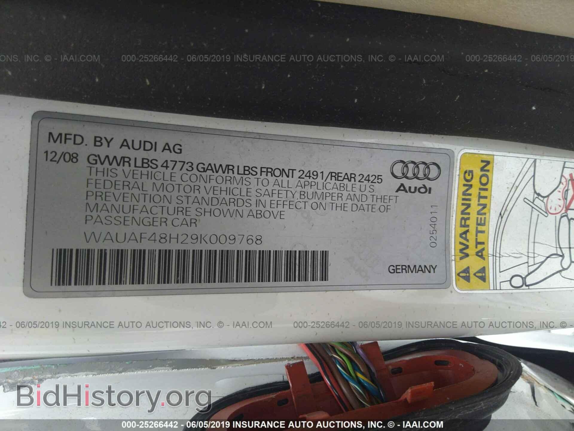 2009 AUDI A4 - VIN: WAUAF48H29K009768 - Фото 9