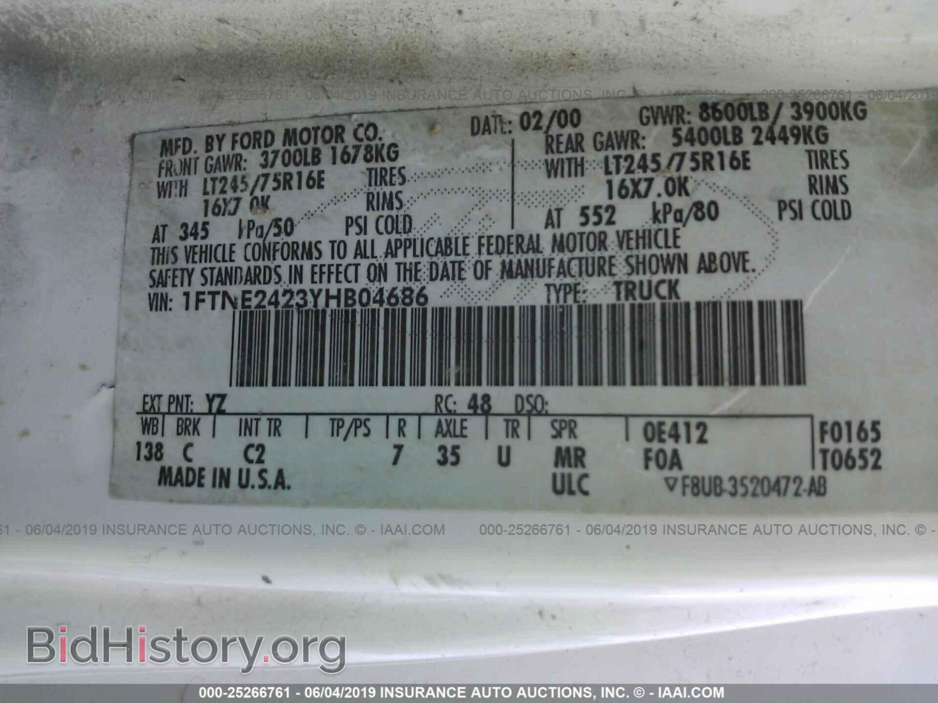 2000 FORD ECONOLINE - VIN: 1FTNE2423YHB04686 - Фото 9