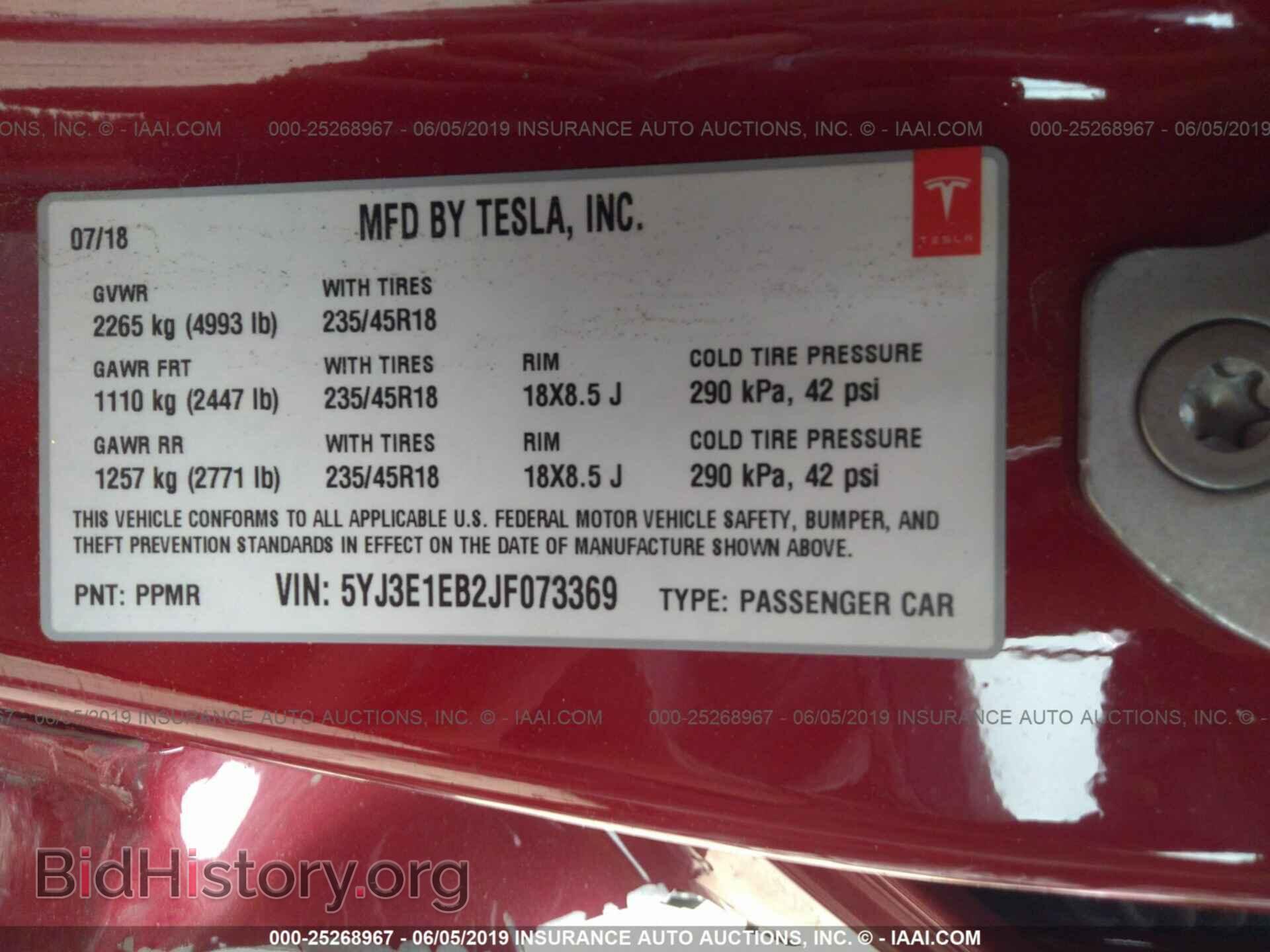 2018 TESLA MODEL 3 - VIN: 5YJ3E1EB2JF073369 - Photo 9