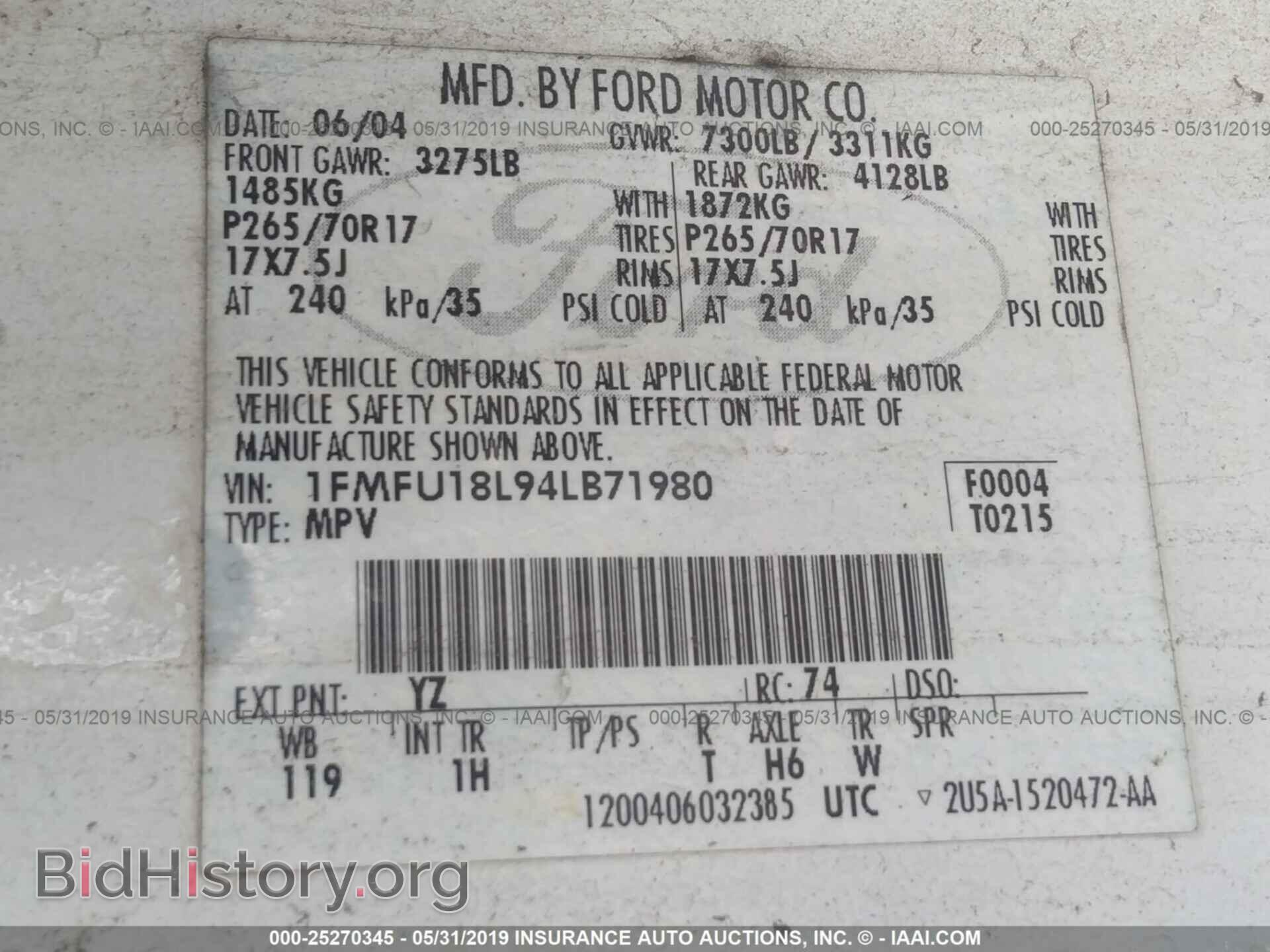2004 FORD EXPEDITION - VIN: 1FMFU18L94LB71980 - Фото 9