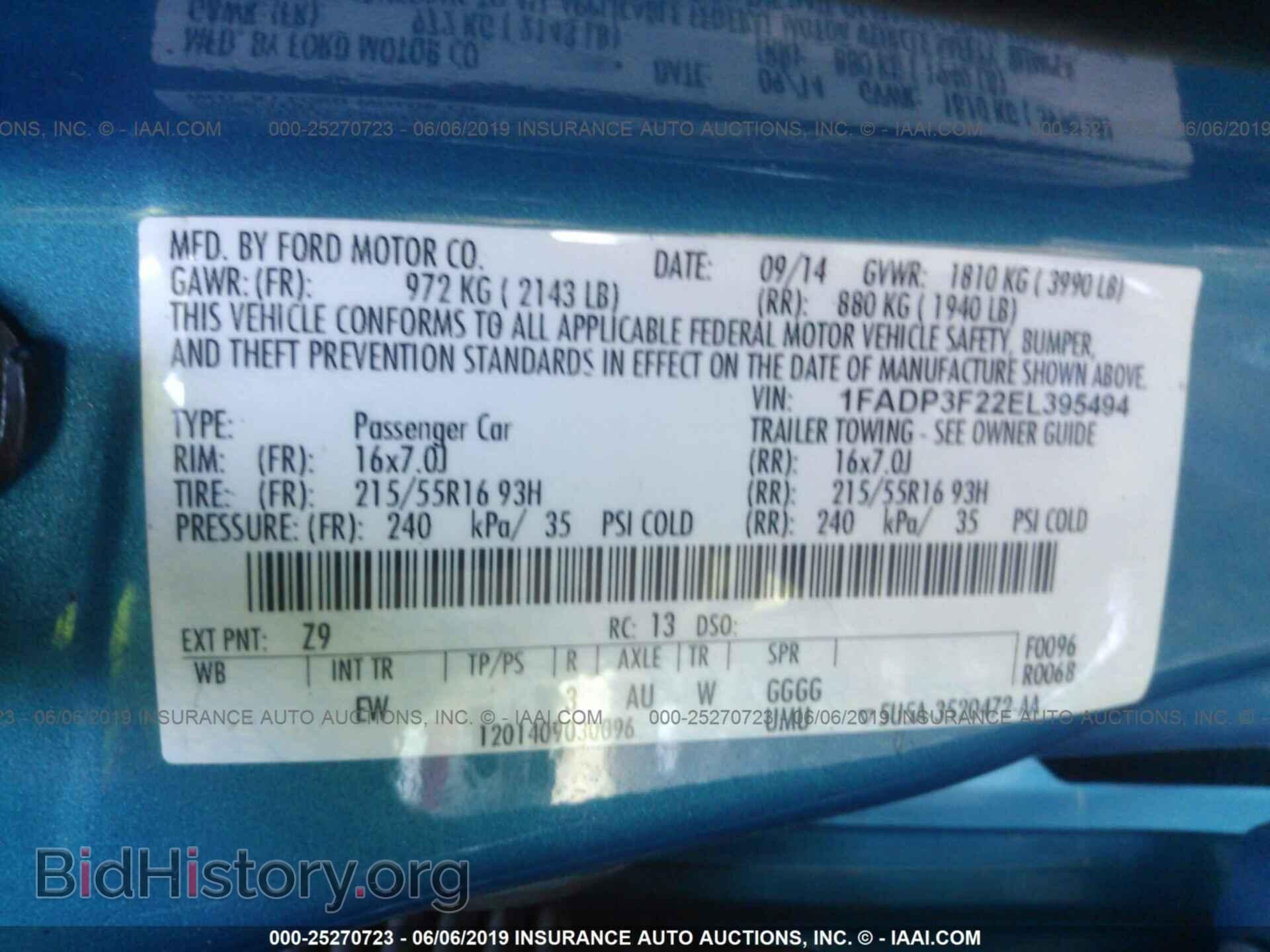 2014 FORD FOCUS - VIN: 1FADP3F22EL395494 - Фото 9