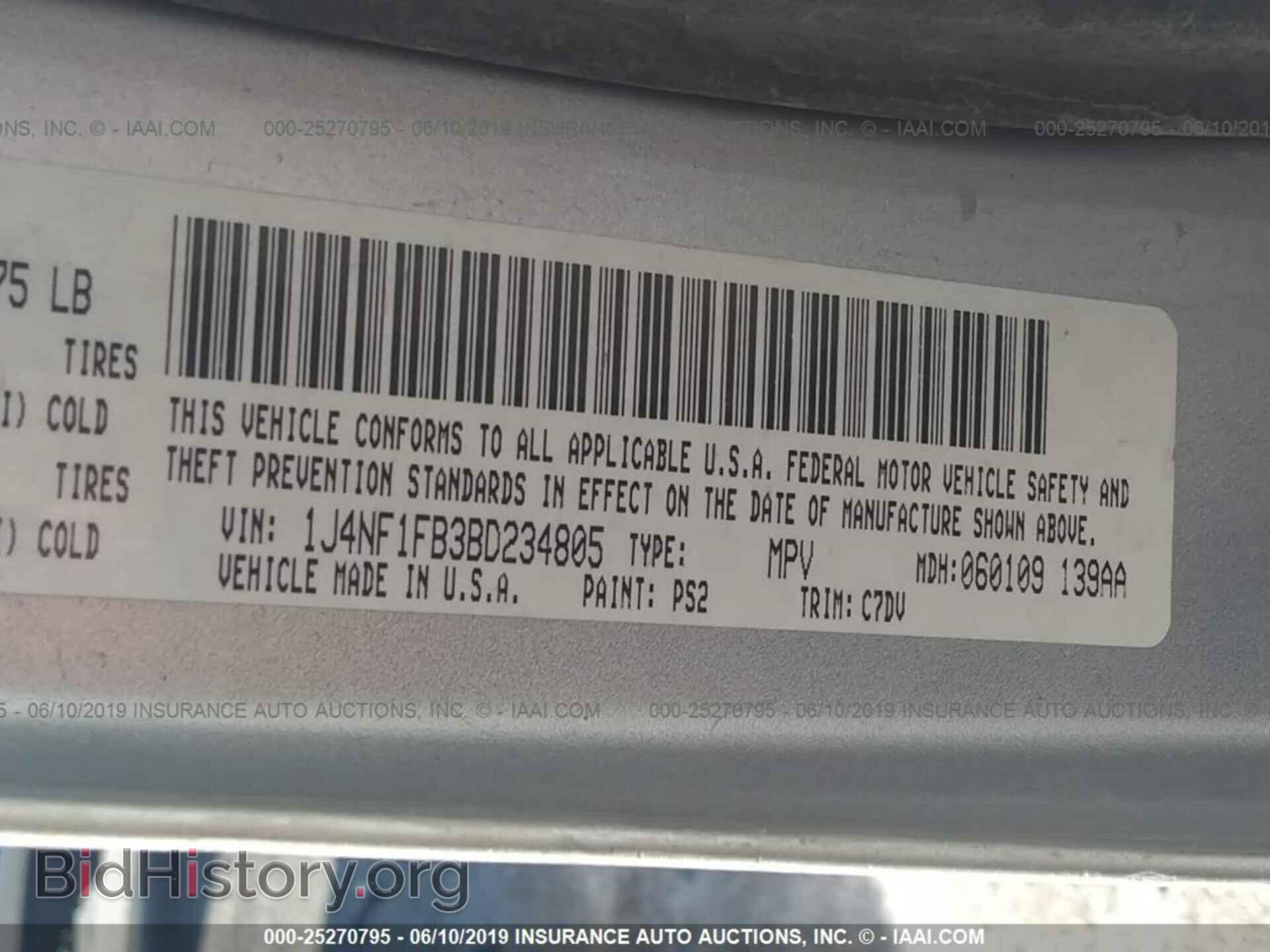 2011 JEEP COMPASS - VIN: 1J4NF1FB3BD234805 - Фото 9