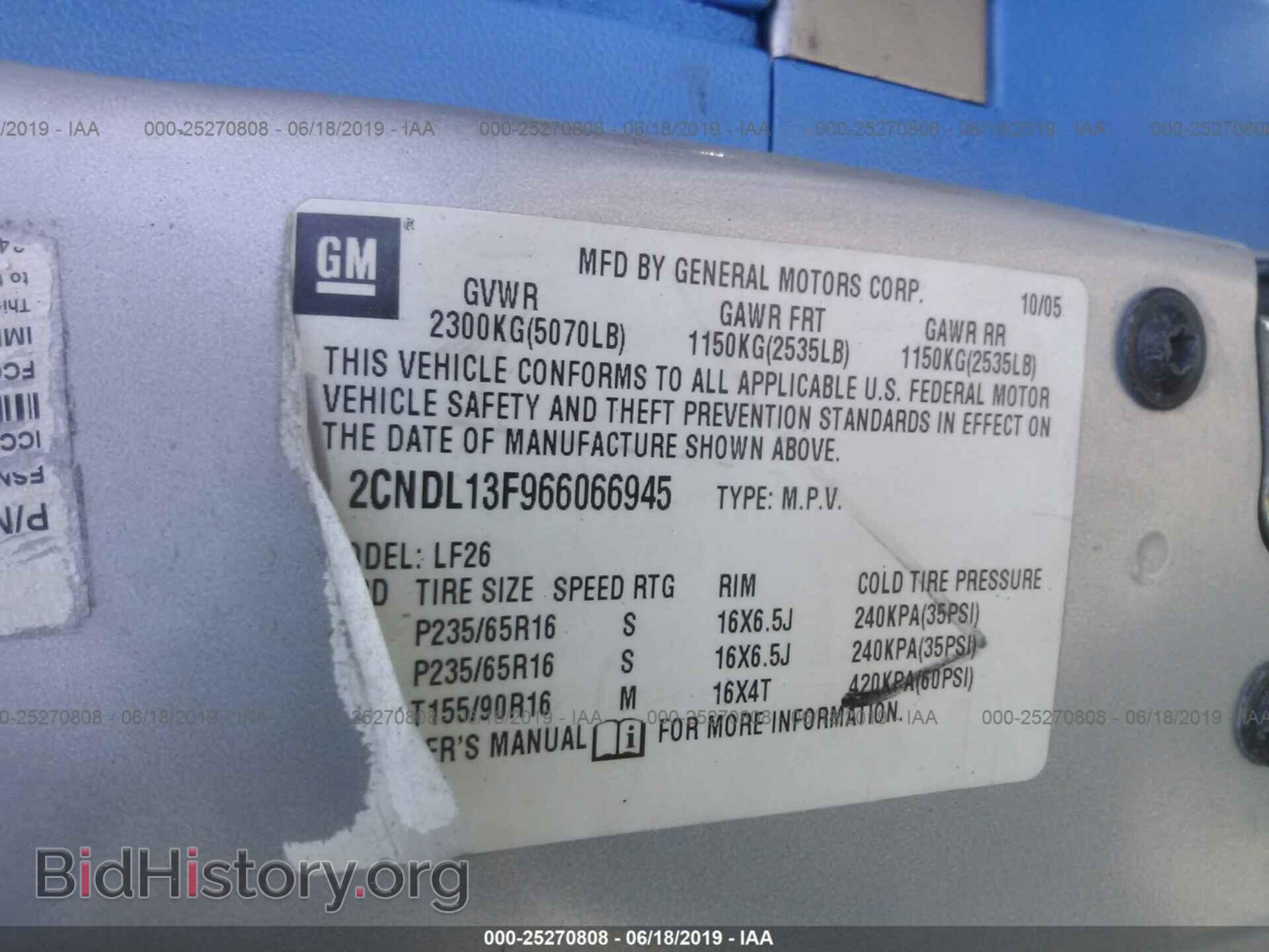 2006 CHEVROLET EQUINOX - VIN: 2CNDL13F966066945 - Фото 9