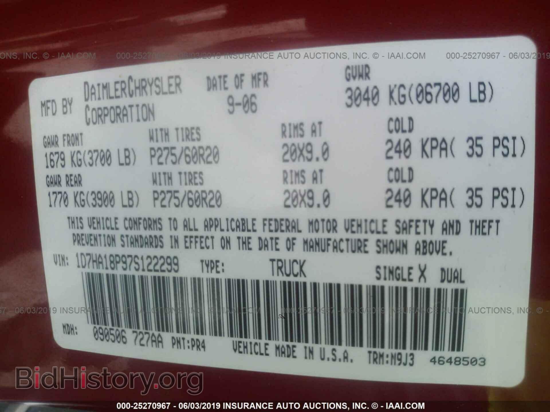 2007 DODGE RAM 1500 - VIN: 1D7HA18P97S122299 - Фото 9