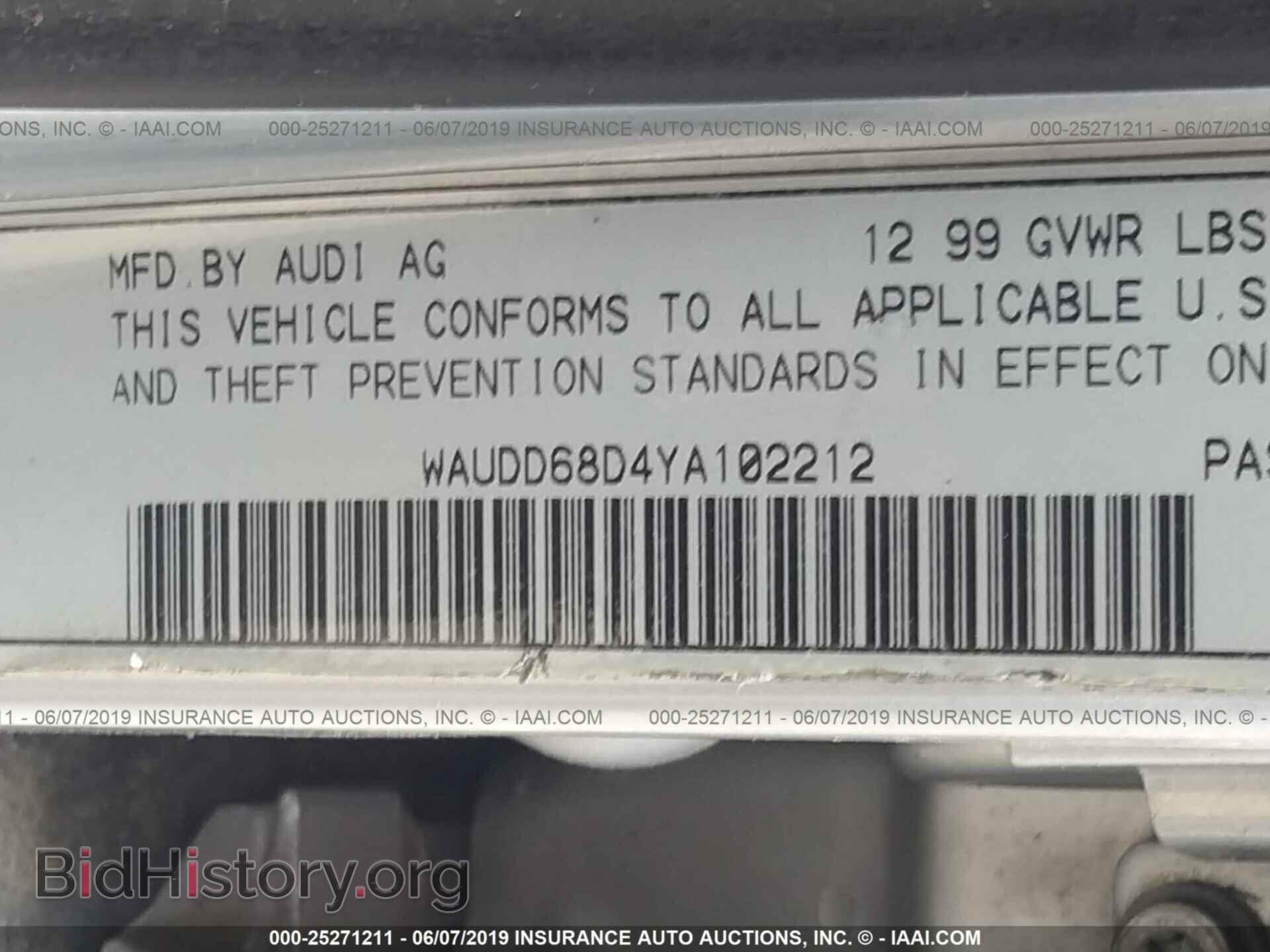 2000 AUDI S4 - VIN: WAUDD68D4YA102212 - Фото 9