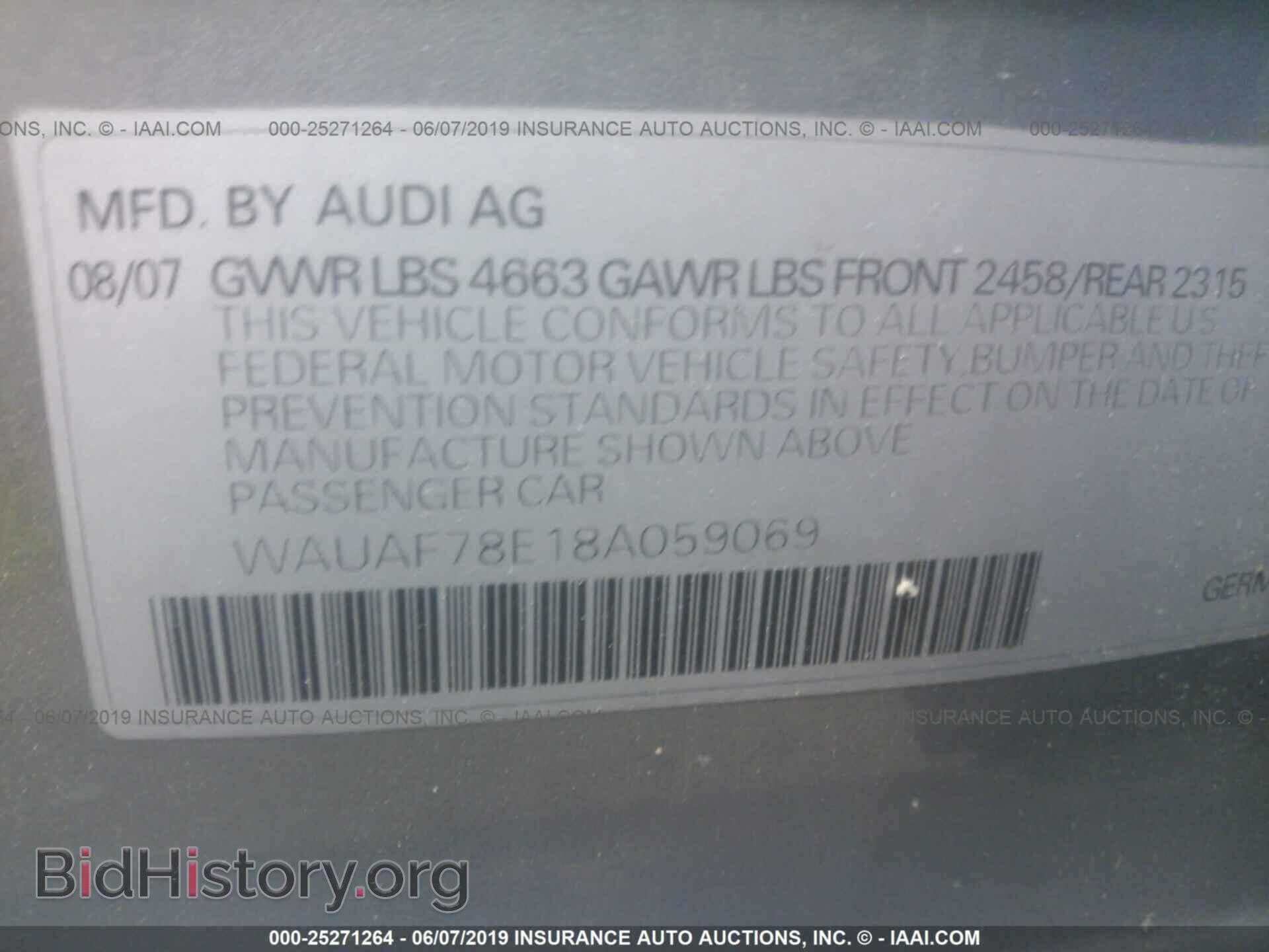 2008 AUDI A4 - VIN: WAUAF78E18A059069 - Photo 9