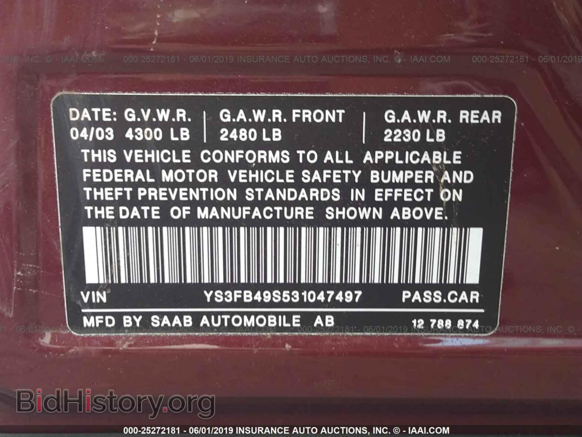 2003 SAAB 9-3 - VIN: YS3FB49S531047497 - Photo 9