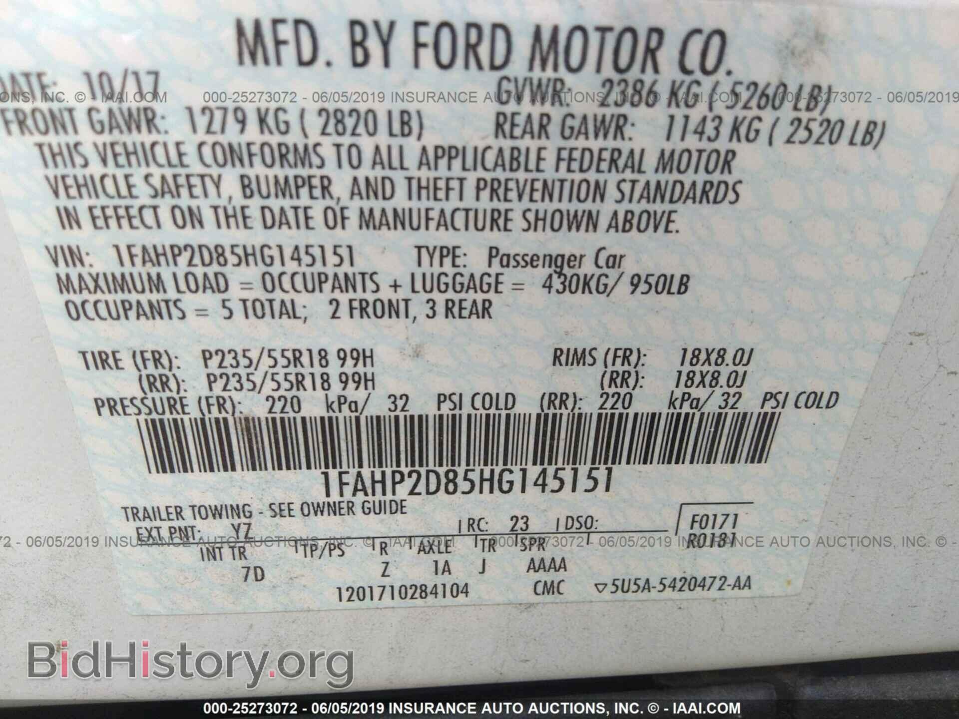 2017 FORD TAURUS - VIN: 1FAHP2D85HG145151 - Фото 9