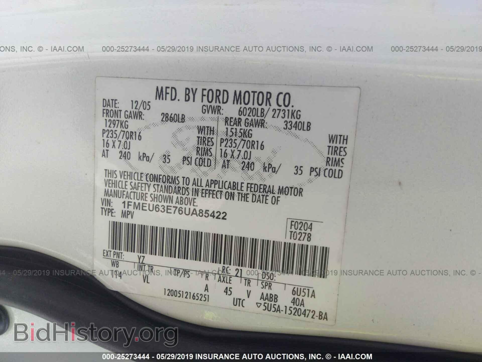 2006 FORD EXPLORER - VIN: 1FMEU63E76UA85422 - Фото 9