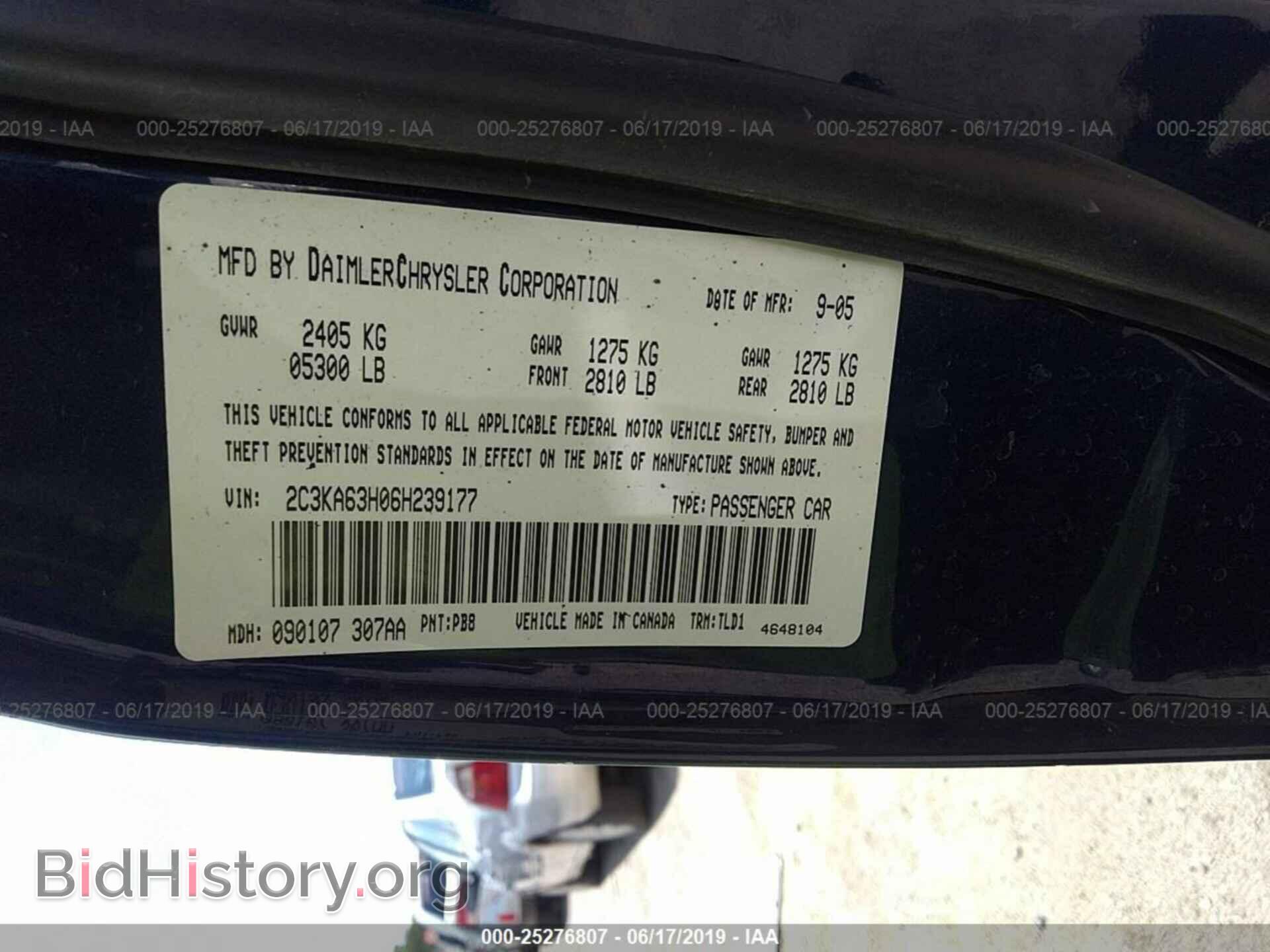 2006 CHRYSLER 300C - VIN: 2C3KA63H06H239177 - Фото 9