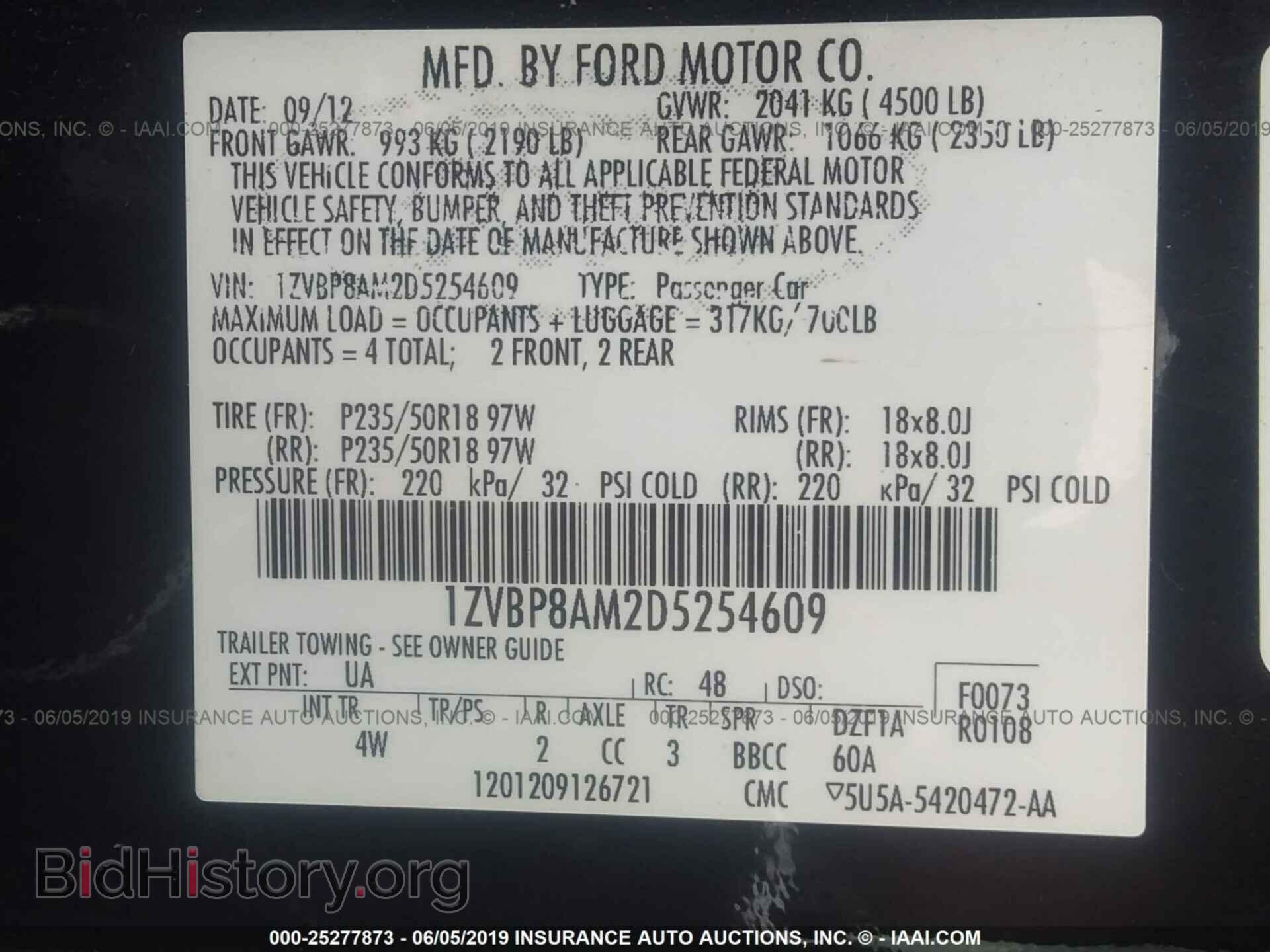 2013 FORD MUSTANG - VIN: 1ZVBP8AM2D5254609 - Фото 9