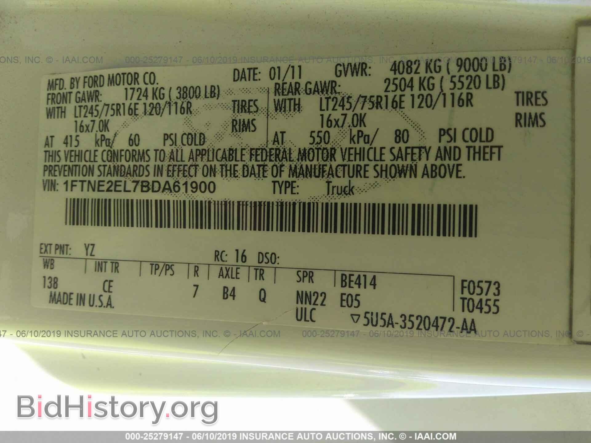 2011 FORD ECONOLINE - VIN: 1FTNE2EL7BDA61900 - Фото 9