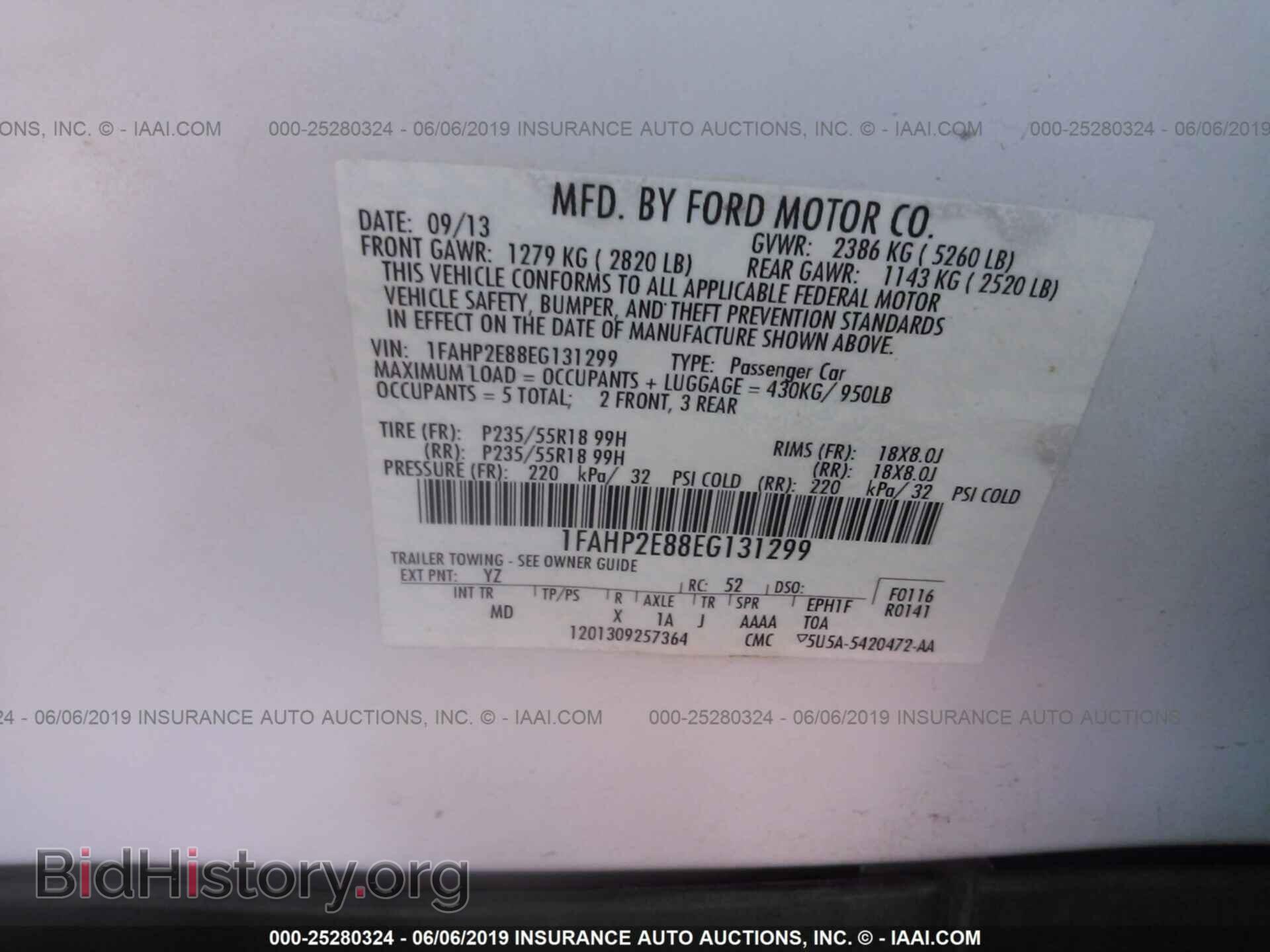 2014 FORD TAURUS - VIN: 1FAHP2E88EG131299 - Фото 9