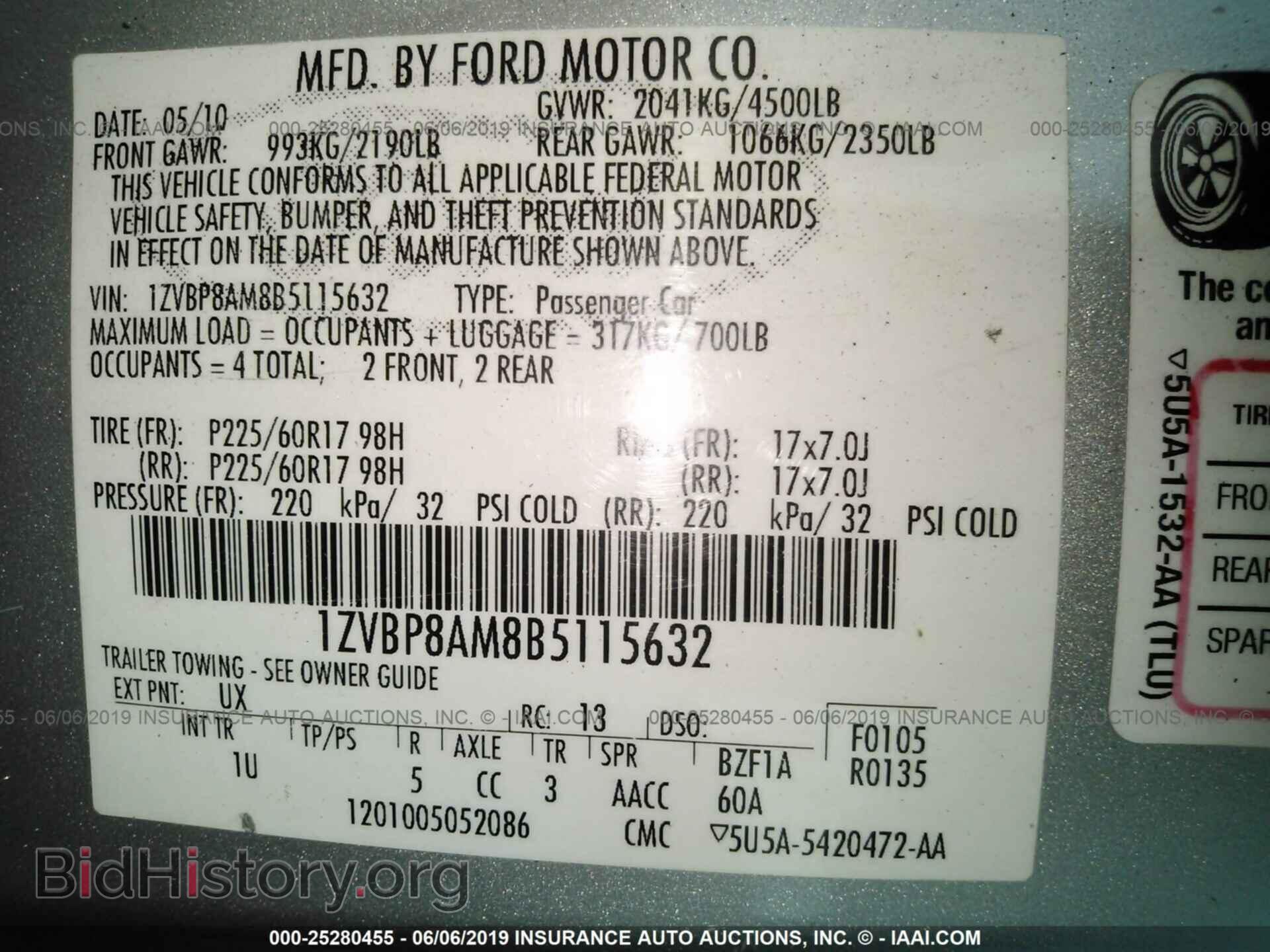 2011 FORD MUSTANG - VIN: 1ZVBP8AM8B5115632 - Фото 9