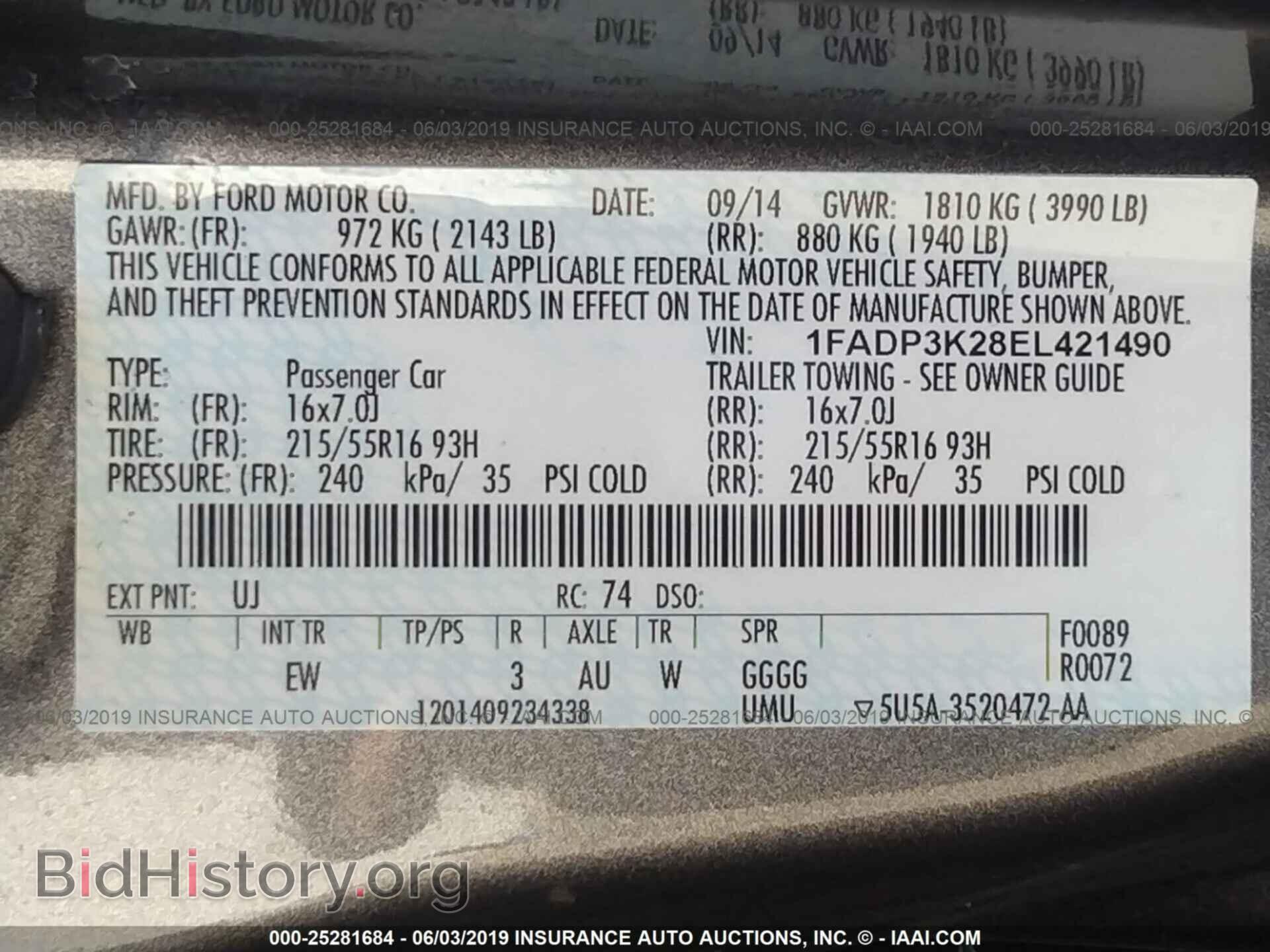 2014 FORD FOCUS - VIN: 1FADP3K28EL421490 - Photo 9
