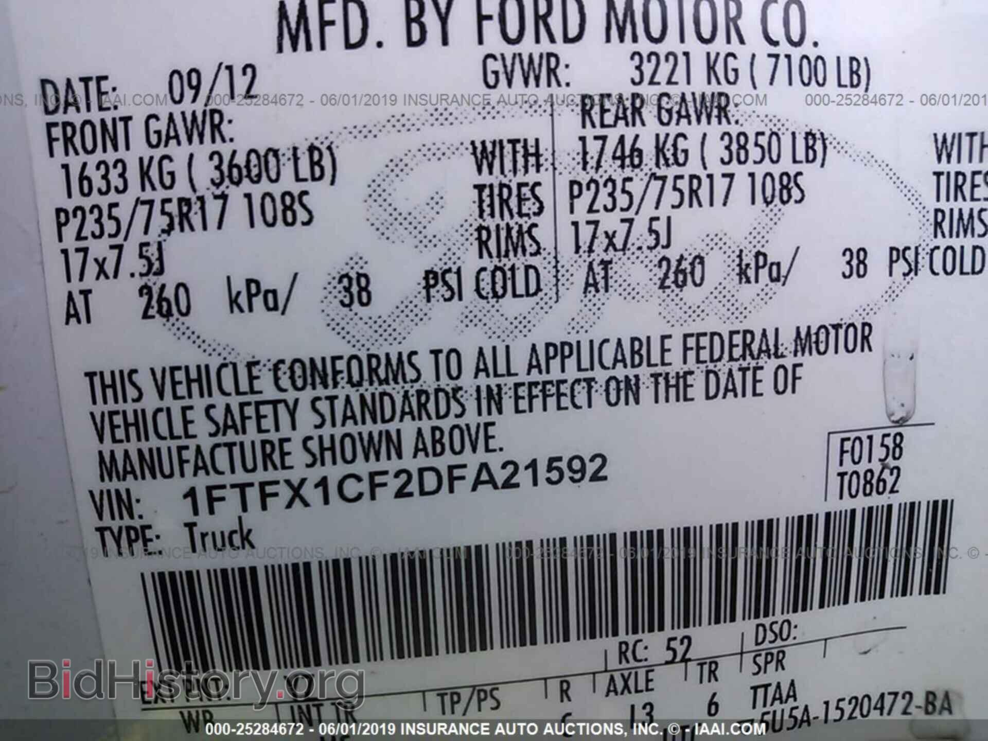 2013 FORD F150 - VIN: 1FTFX1CF2DFA21592 - Photo 9
