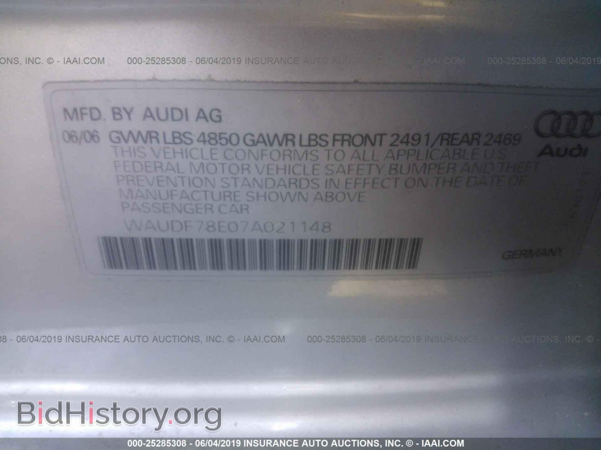 2007 AUDI A4 - VIN: WAUDF78E07A021148 - Фото 9