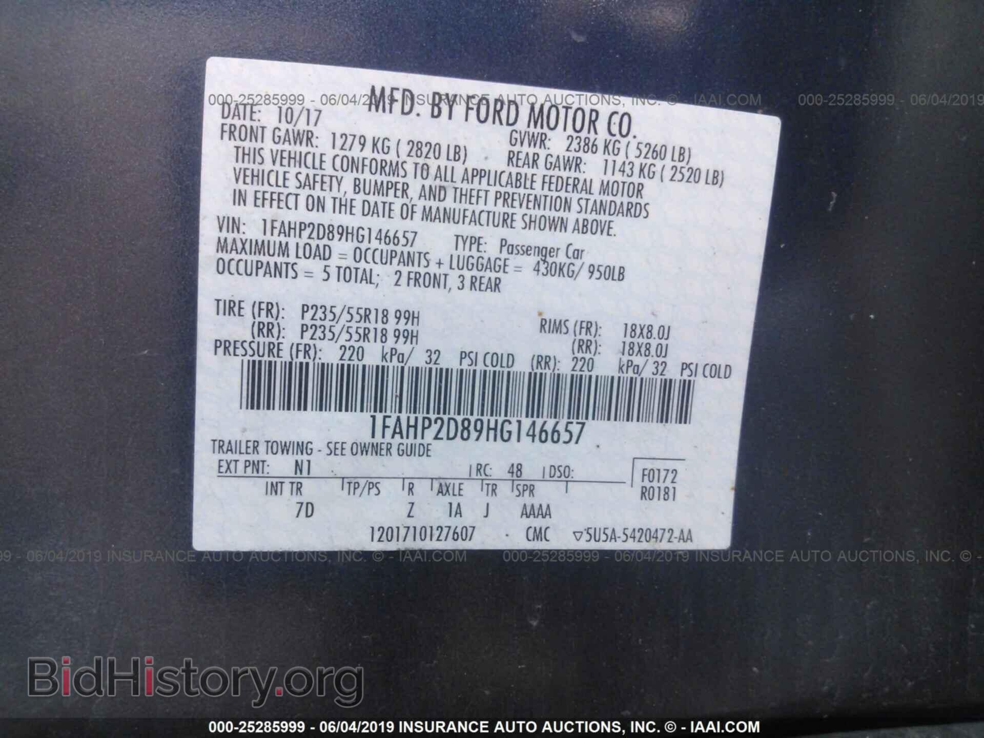 2017 FORD TAURUS - VIN: 1FAHP2D89HG146657 - Photo 9