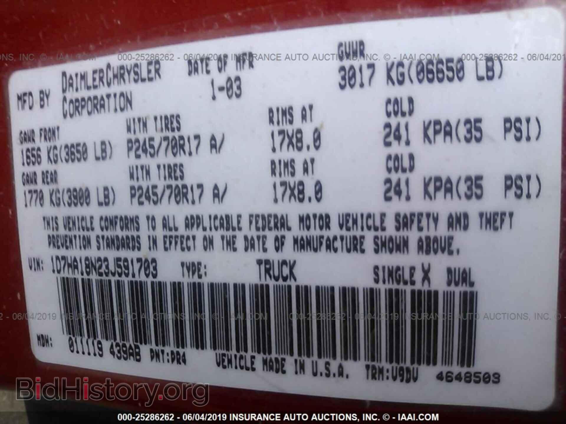 2003 DODGE RAM 1500 - VIN: 1D7HA18N23J591703 - Photo 9
