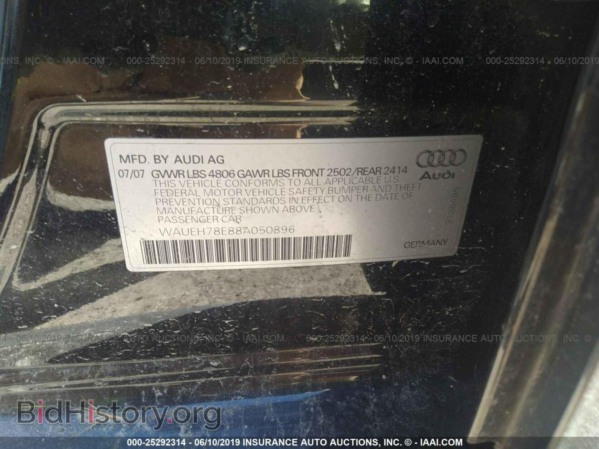 2008 AUDI A4 - VIN: WAUEH78E88A050896 - Фото 9