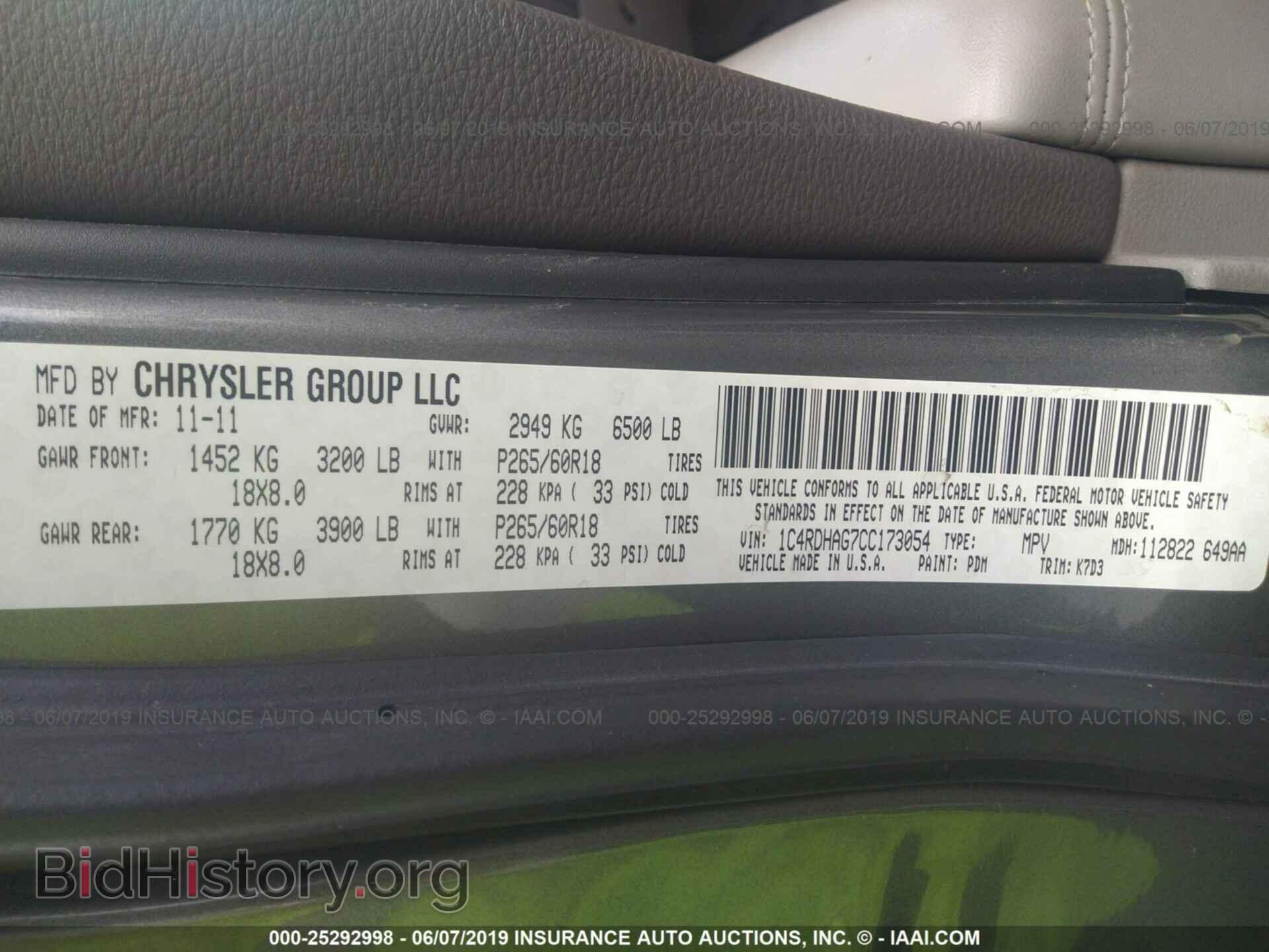 2012 DODGE DURANGO - VIN: 1C4RDHAG7CC173054 - Фото 9
