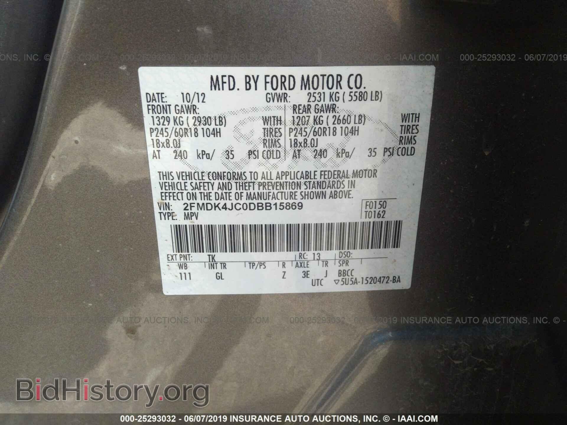2013 FORD EDGE - VIN: 2FMDK4JC0DBB15869 - Фото 9