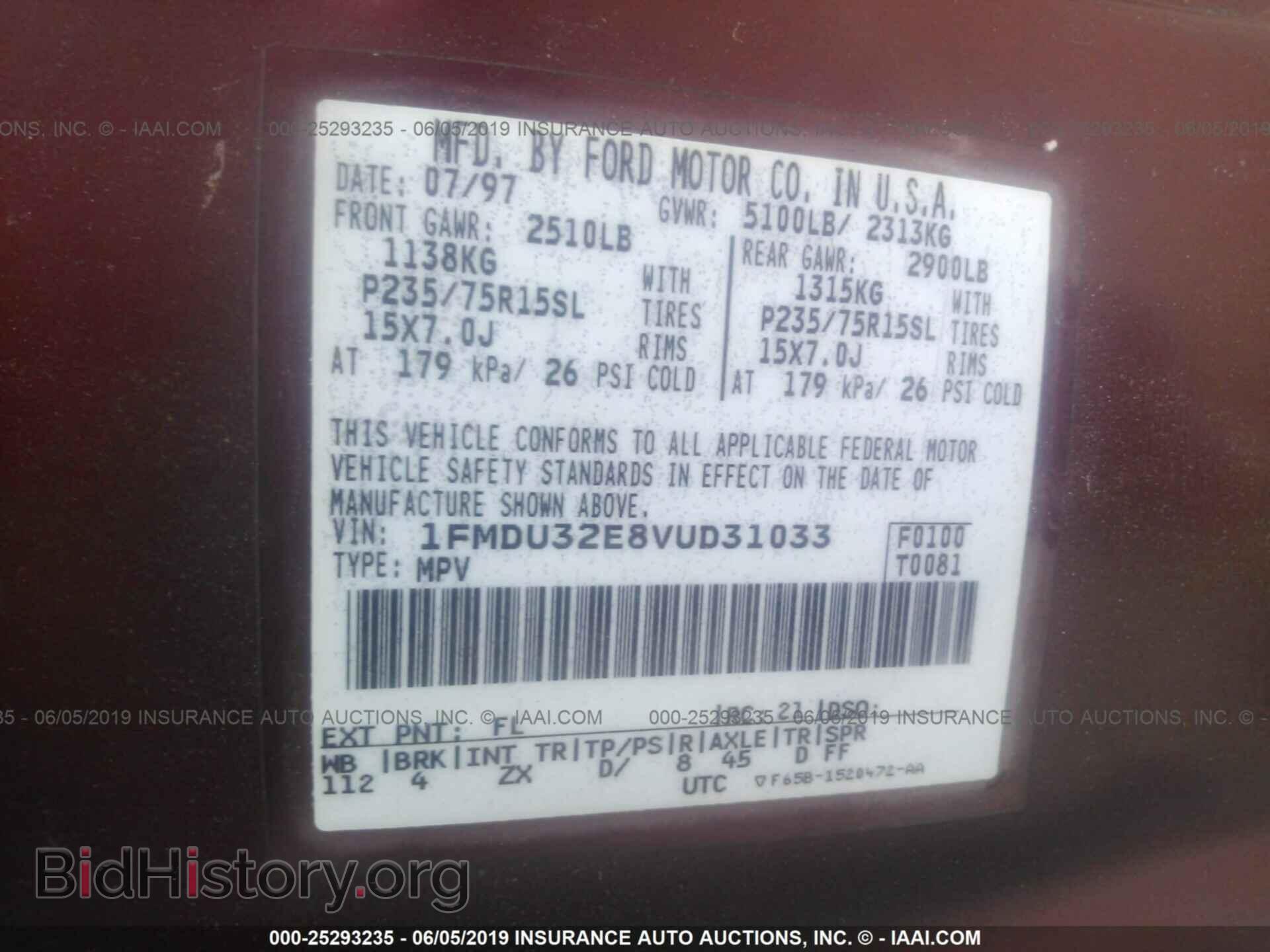 1997 FORD EXPLORER - VIN: 1FMDU32E8VUD31033 - Фото 9