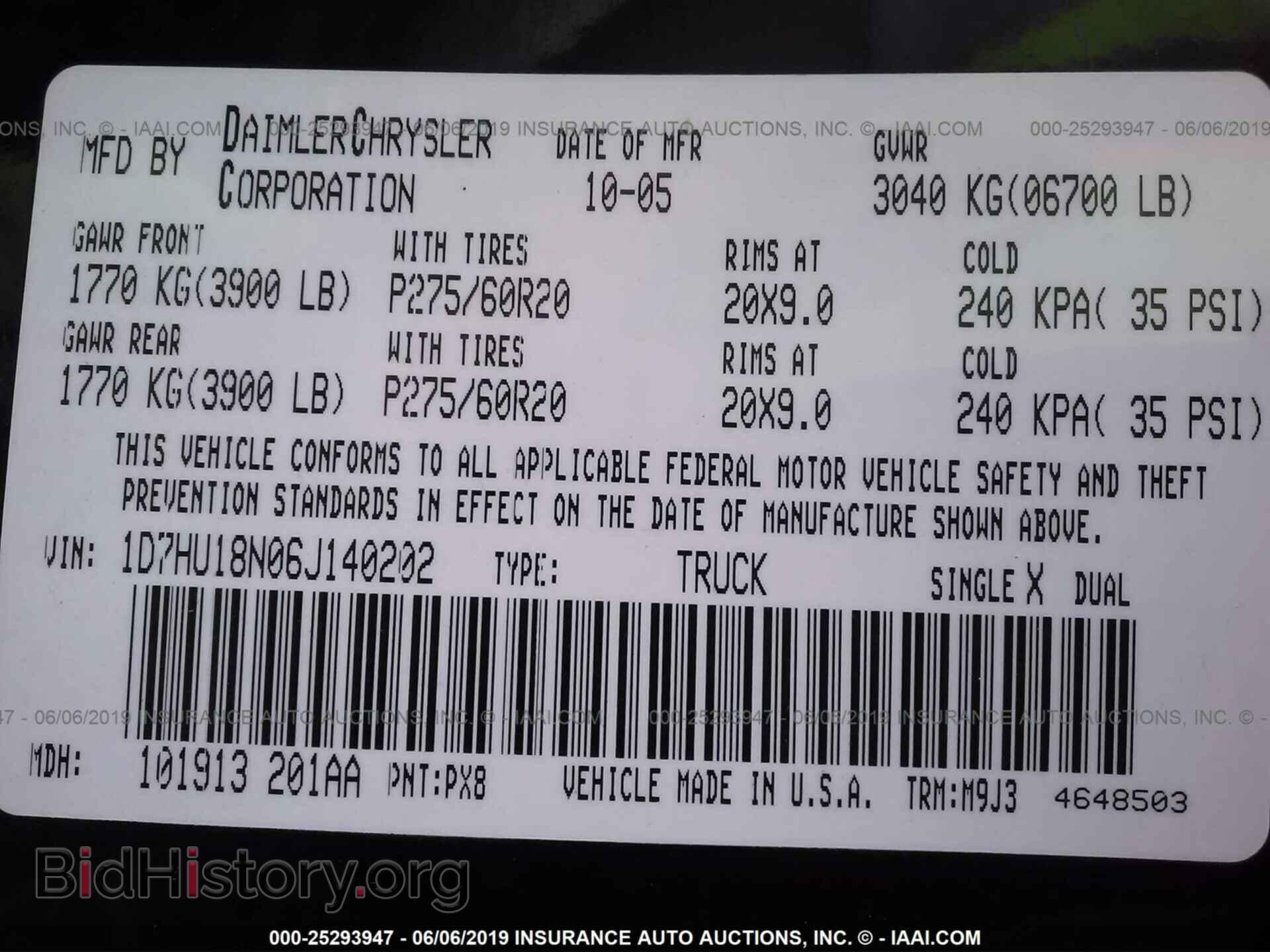 2006 DODGE RAM 1500 - VIN: 1D7HU18N06J140202 - Фото 9