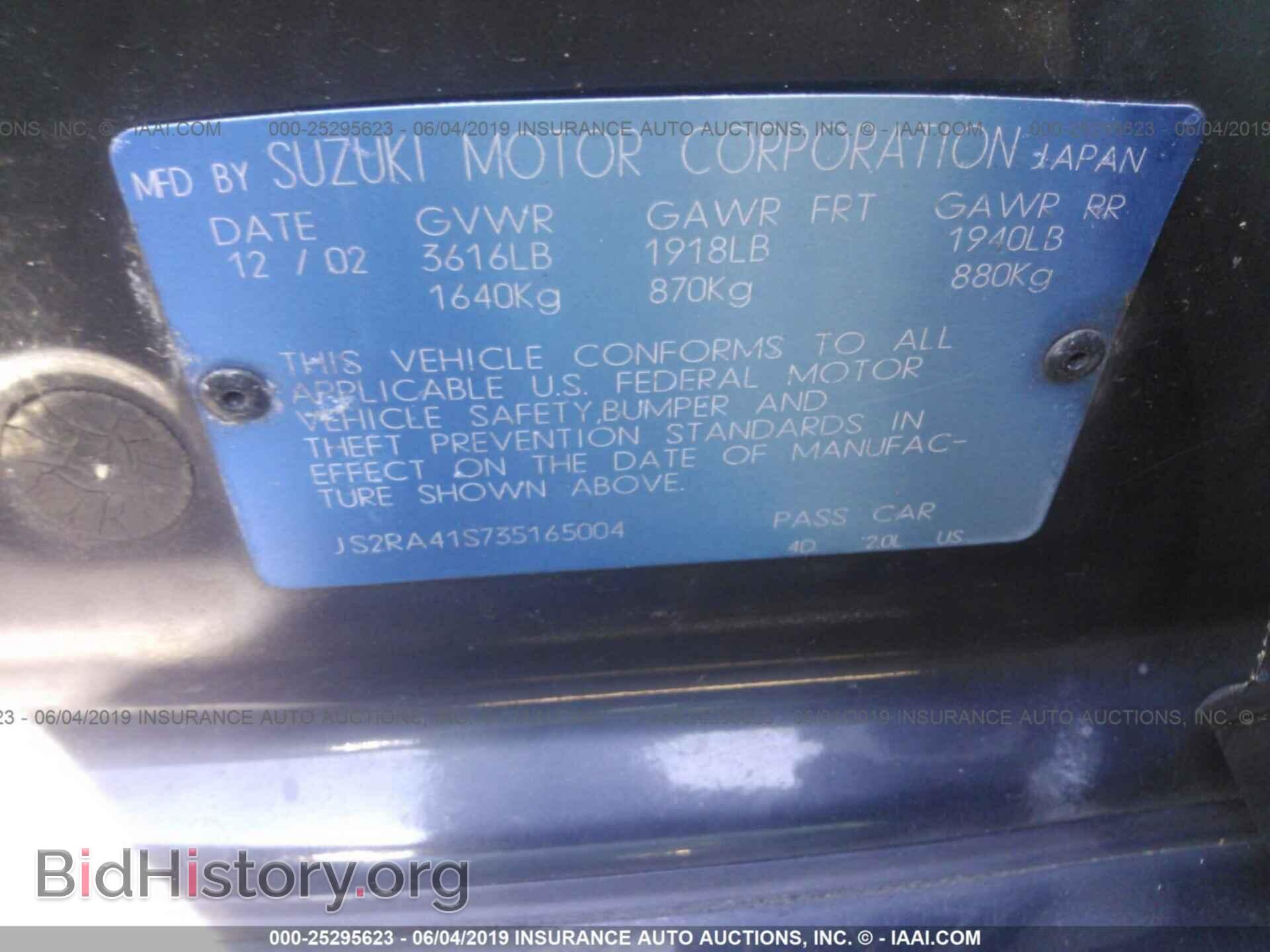 2003 SUZUKI AERIO - VIN: JS2RA41S735165004 - Photo 9