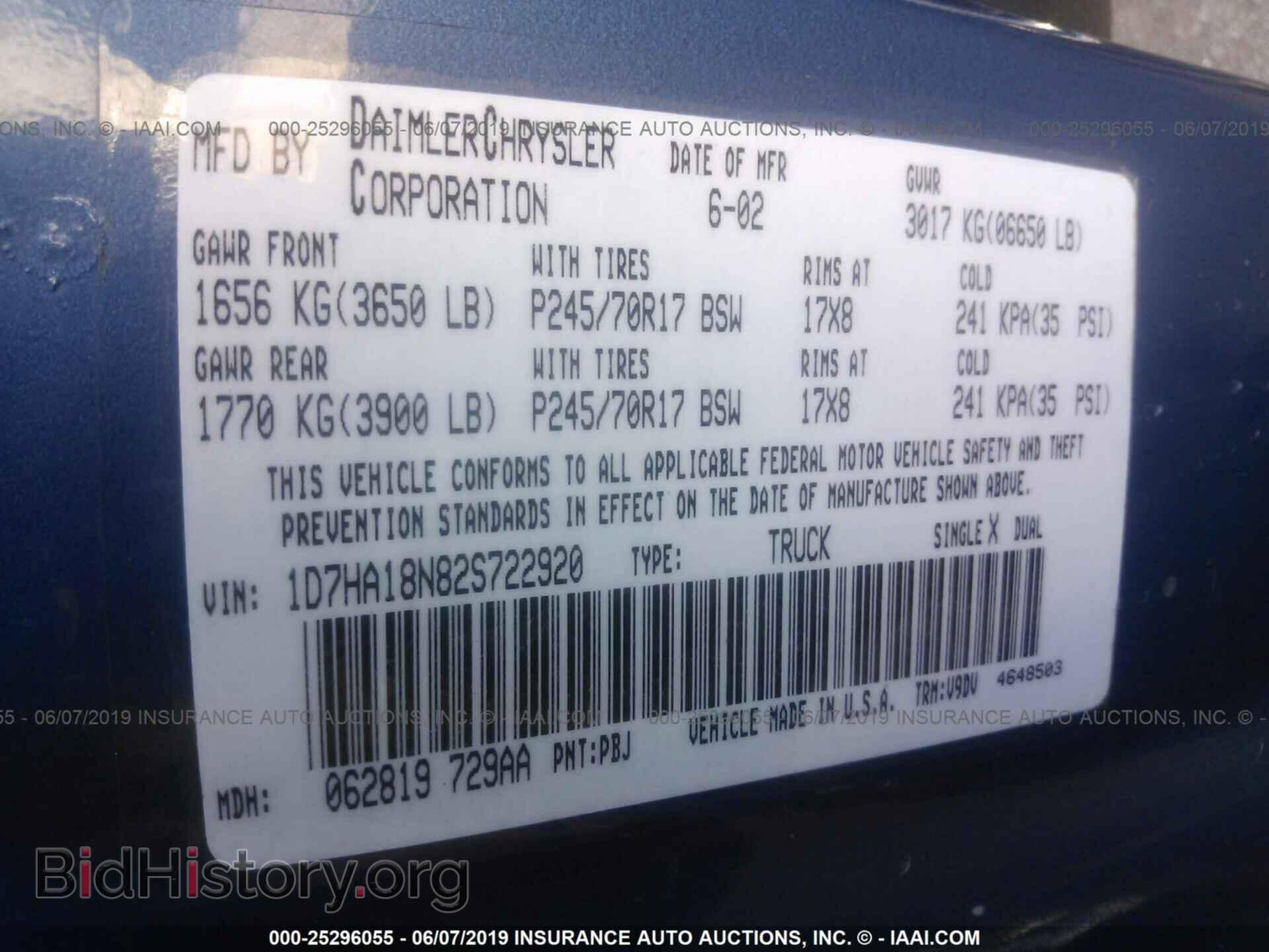 2002 DODGE RAM 1500 - VIN: 1D7HA18N82S722920 - Фото 9